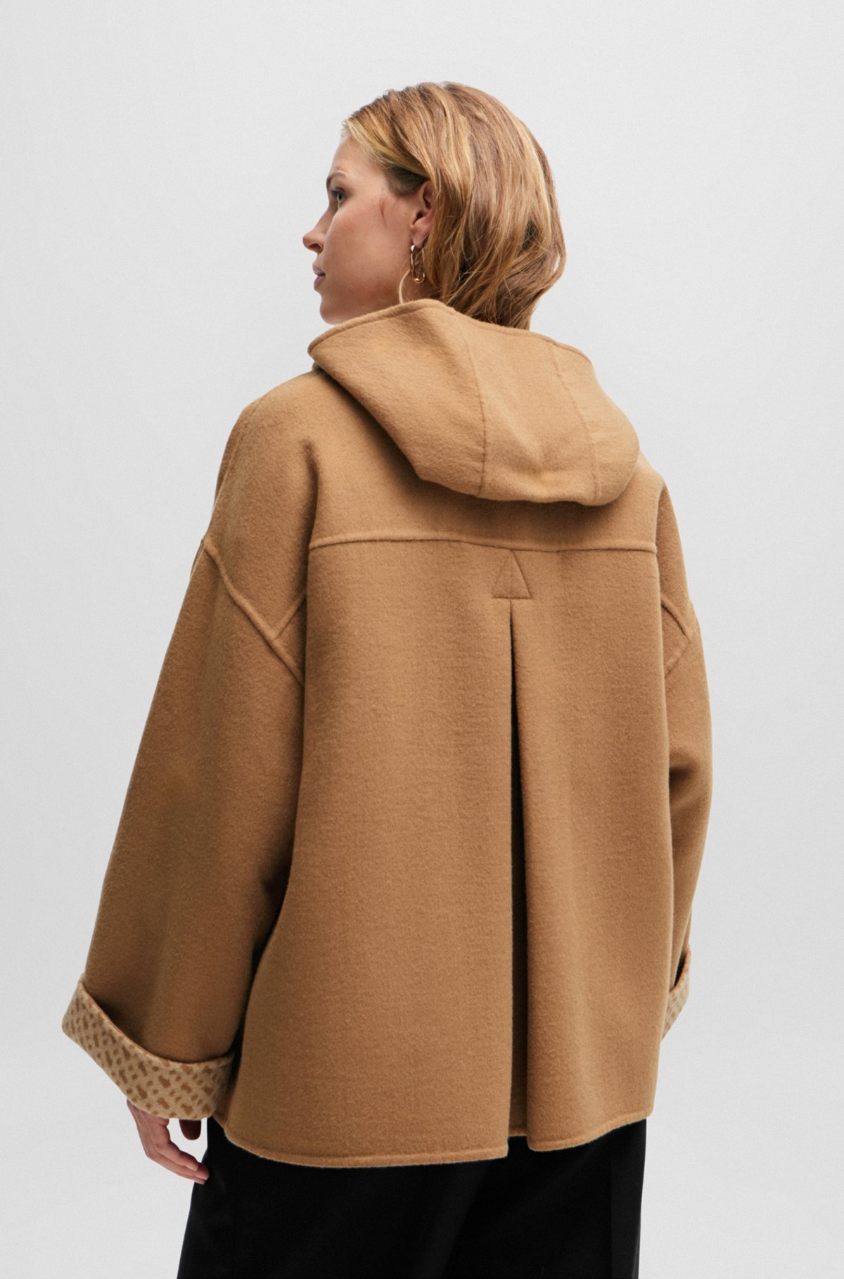 WOOL-BLEND COAT WITH MONOGRAM-JACQUARD INTERIOR - 4