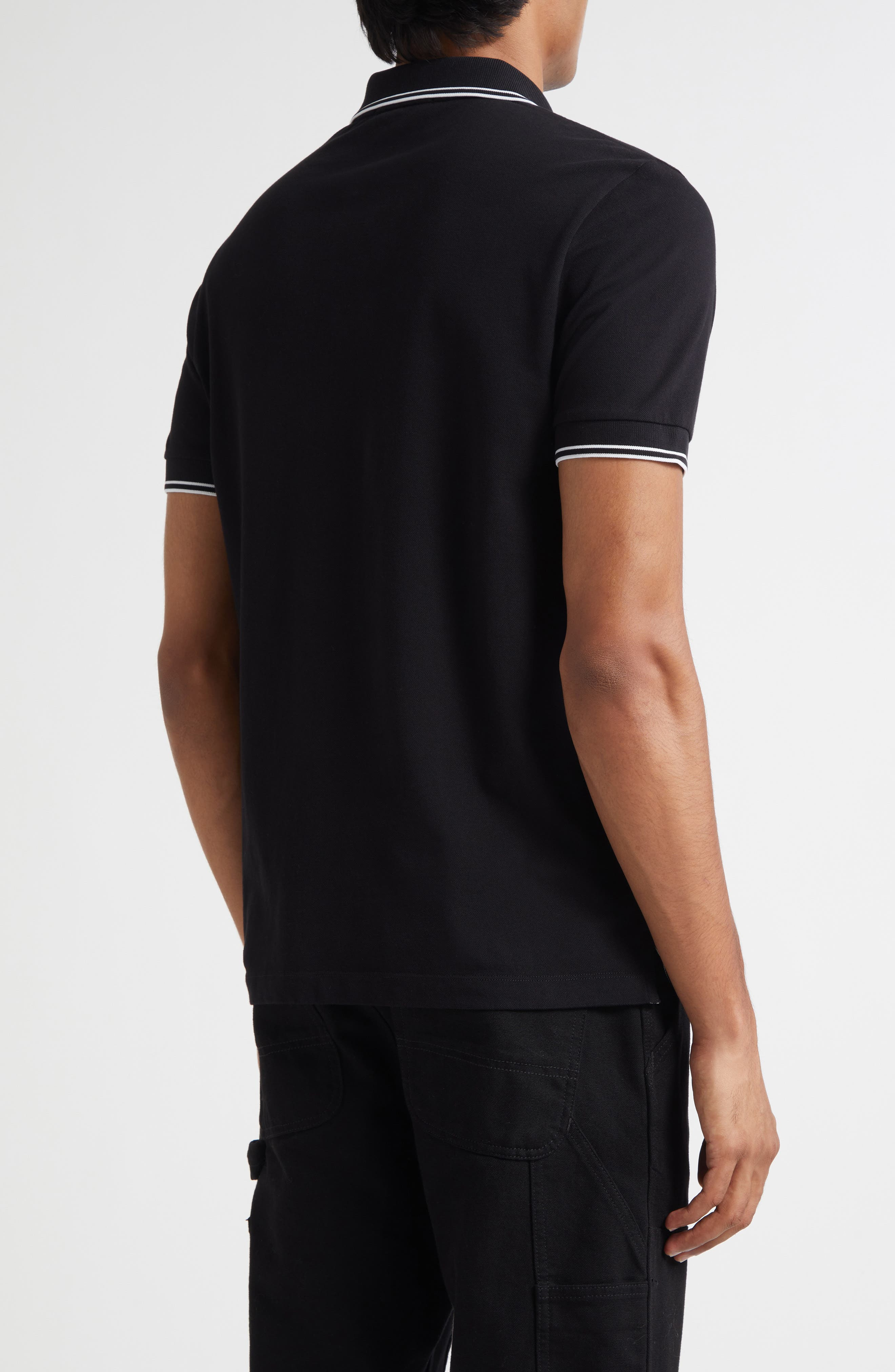 Stone Island Tipped Stretch Cotton Polo in V0029 Black at Nordstrom - 2