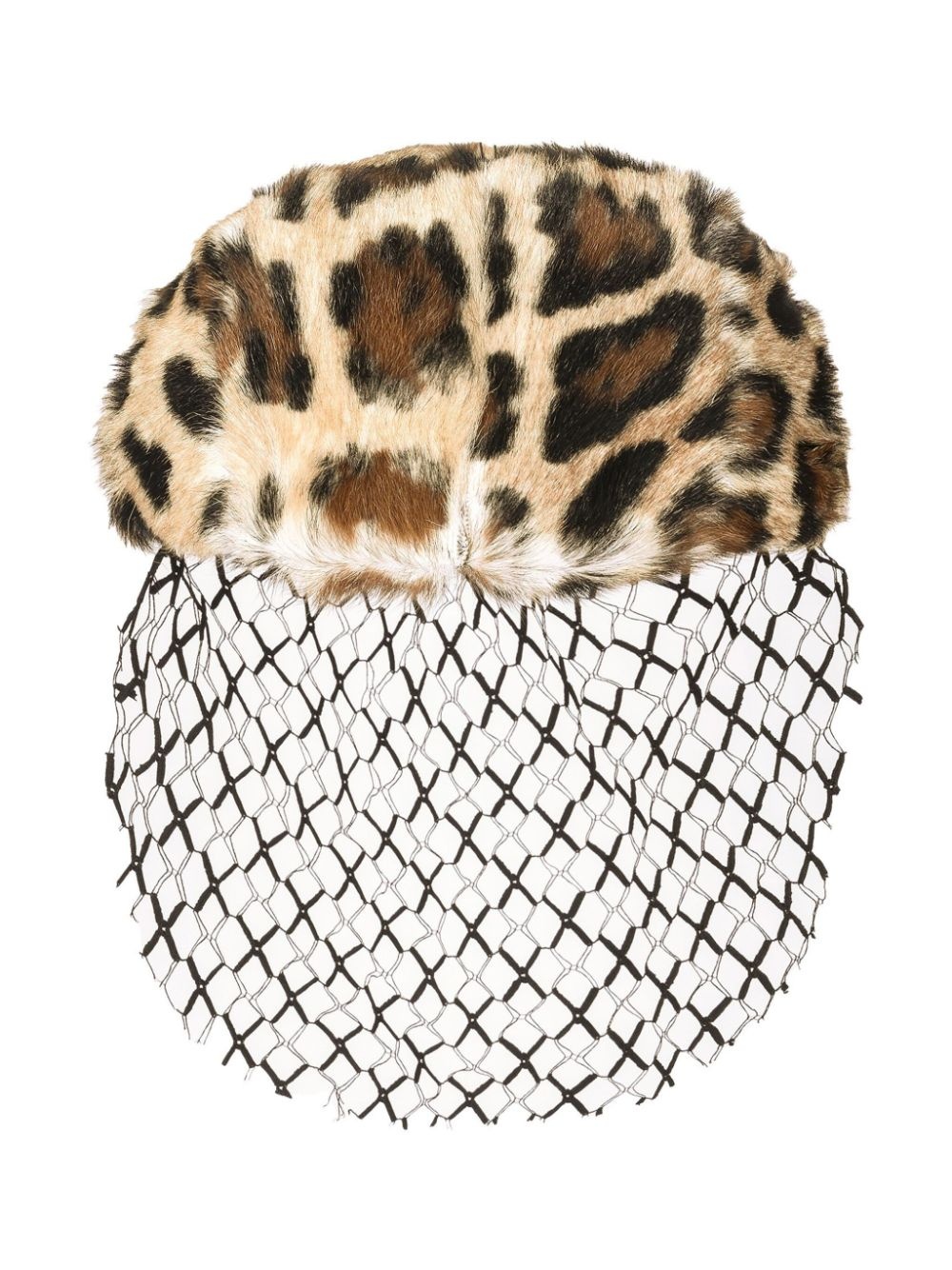 leopard-print veil hat - 2