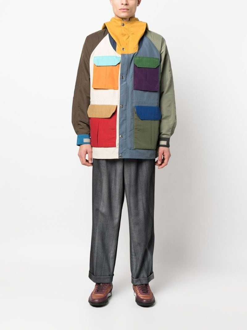 patchwork hooded parka coat - 2