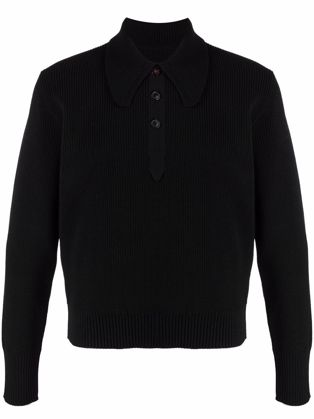 fine-ribbed knitted polo shirt - 1