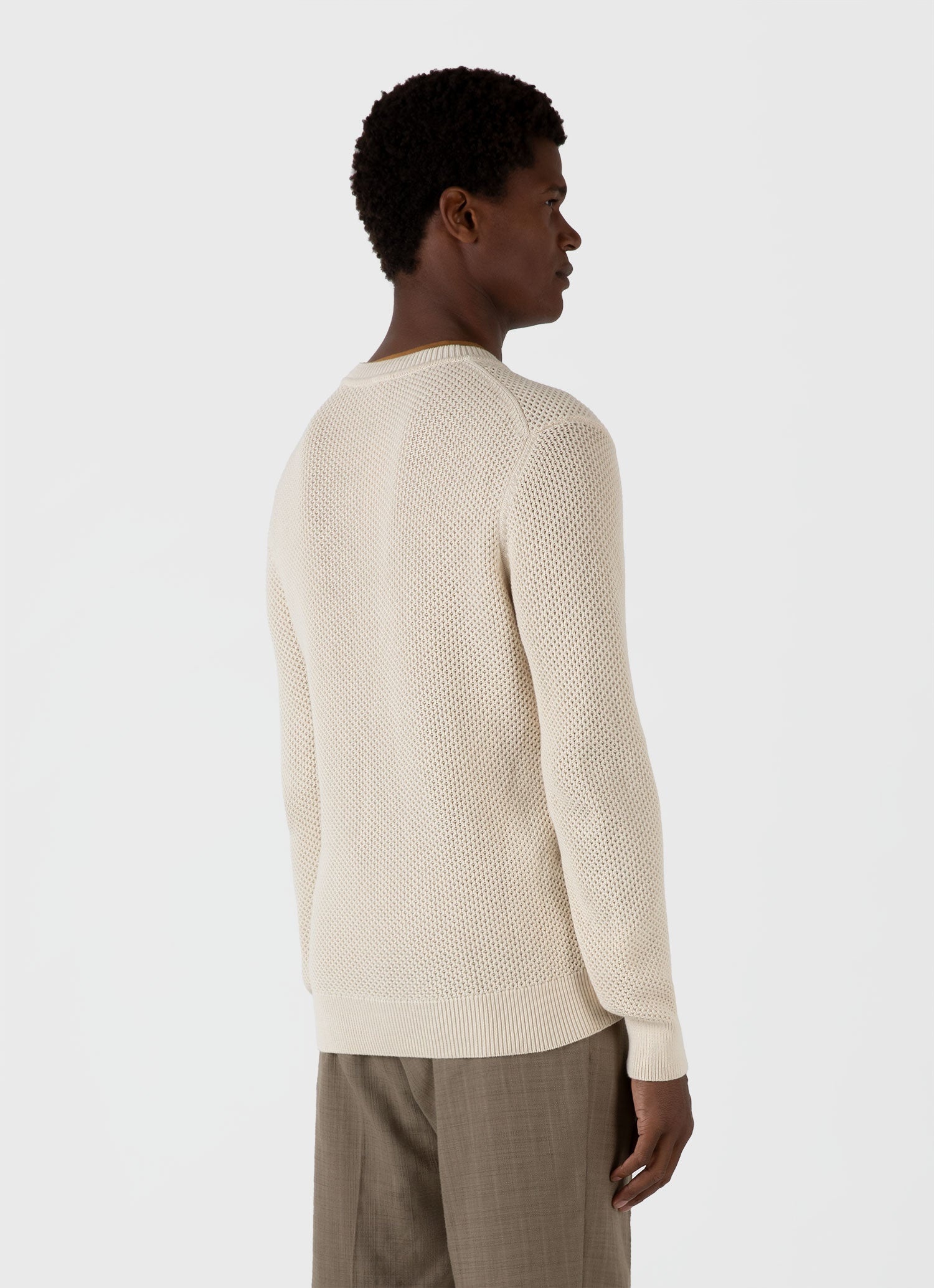 Honeycomb Cotton Crew Neck Jumper - 5