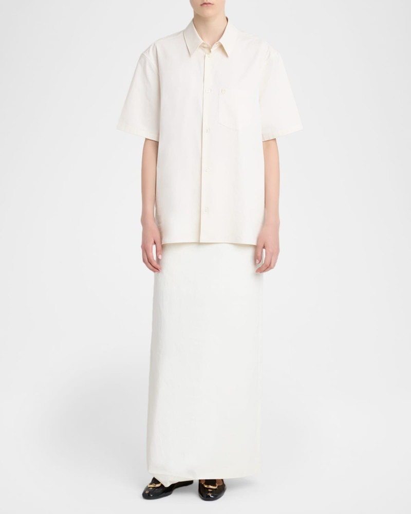 FERRAGAMO Silk Canvas Short-Sleeve Button-Down Shirt outlook