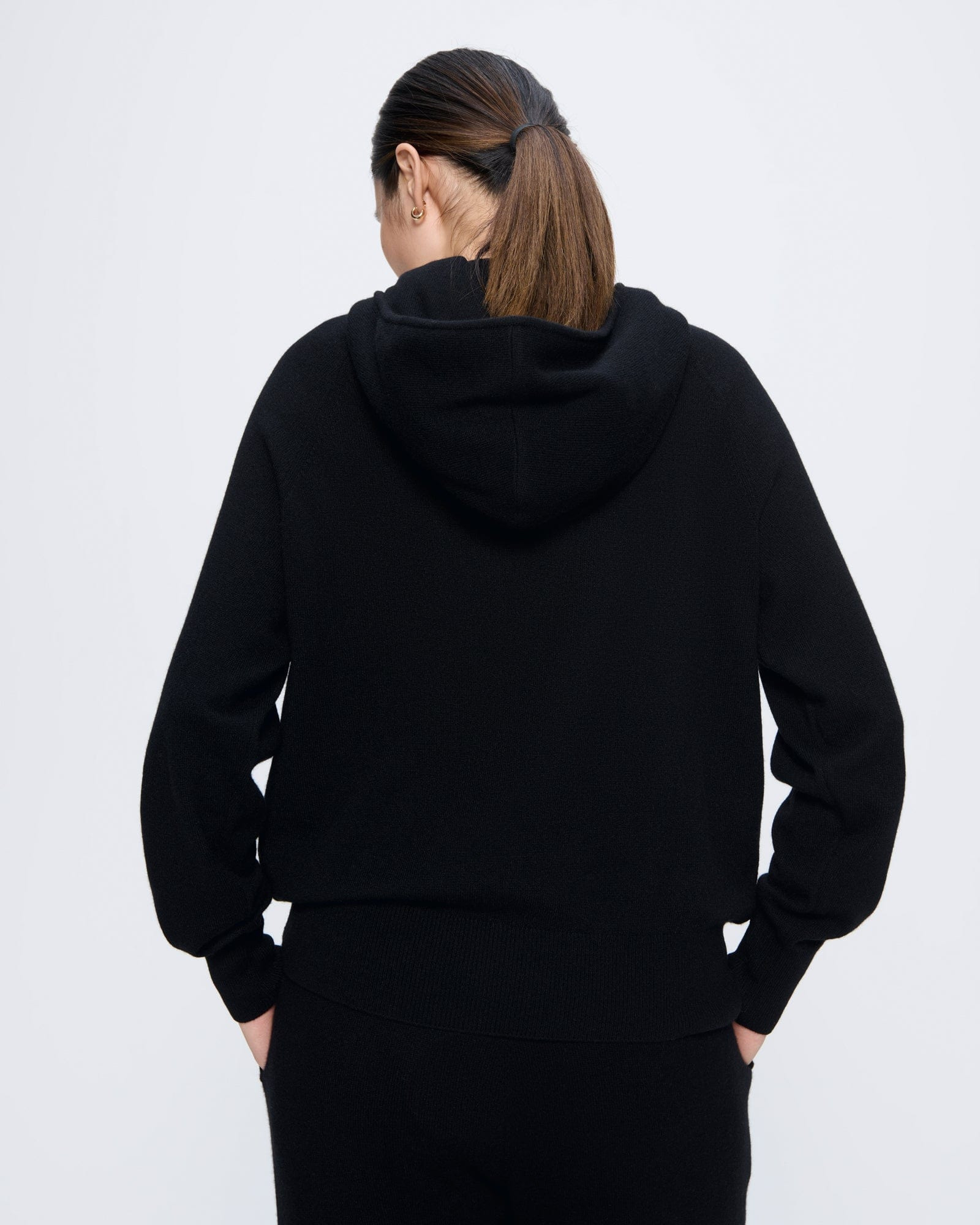 Archive Womens Recycled Cashmere Hoodie - Black - 5