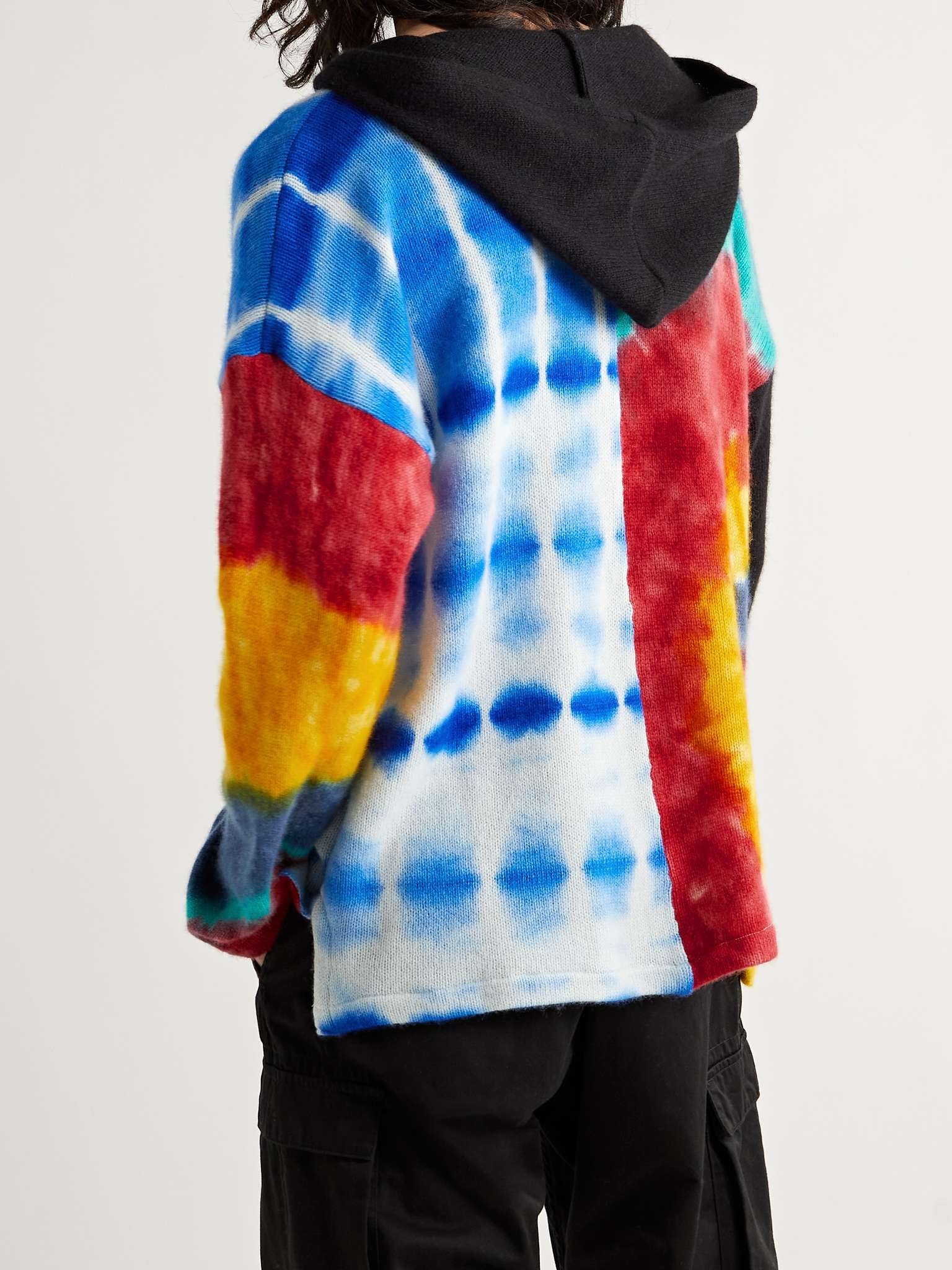 Patchwork Tie-Dyed Cashmere Hooded Sweater - 4