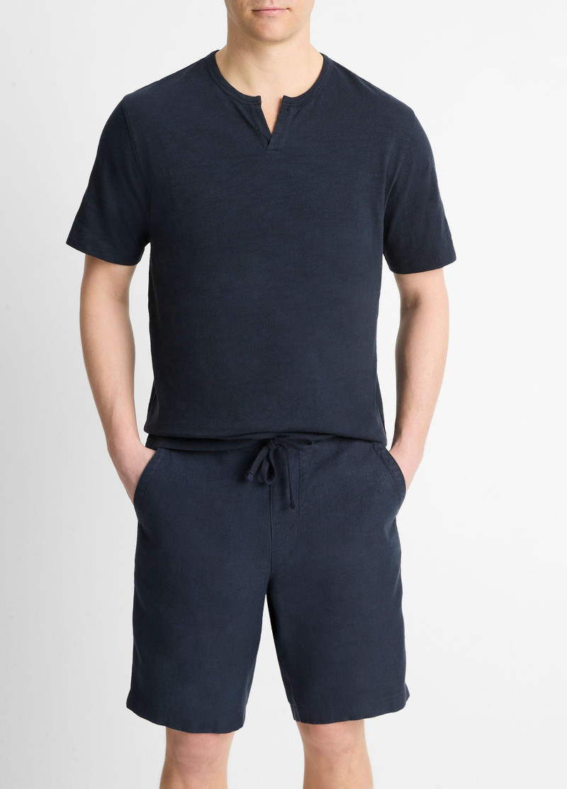 Slub Cotton Split-Neck T-Shirt 1
