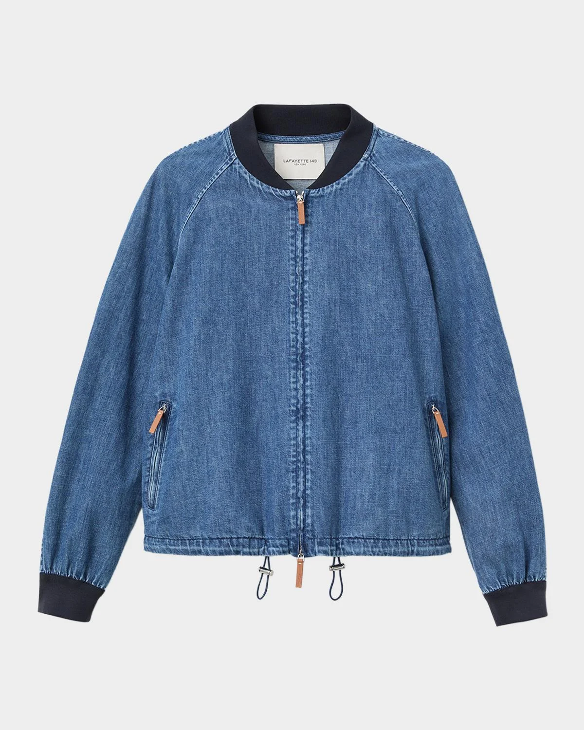 Oversized Cotton Chambray Bomber Jacket - 1