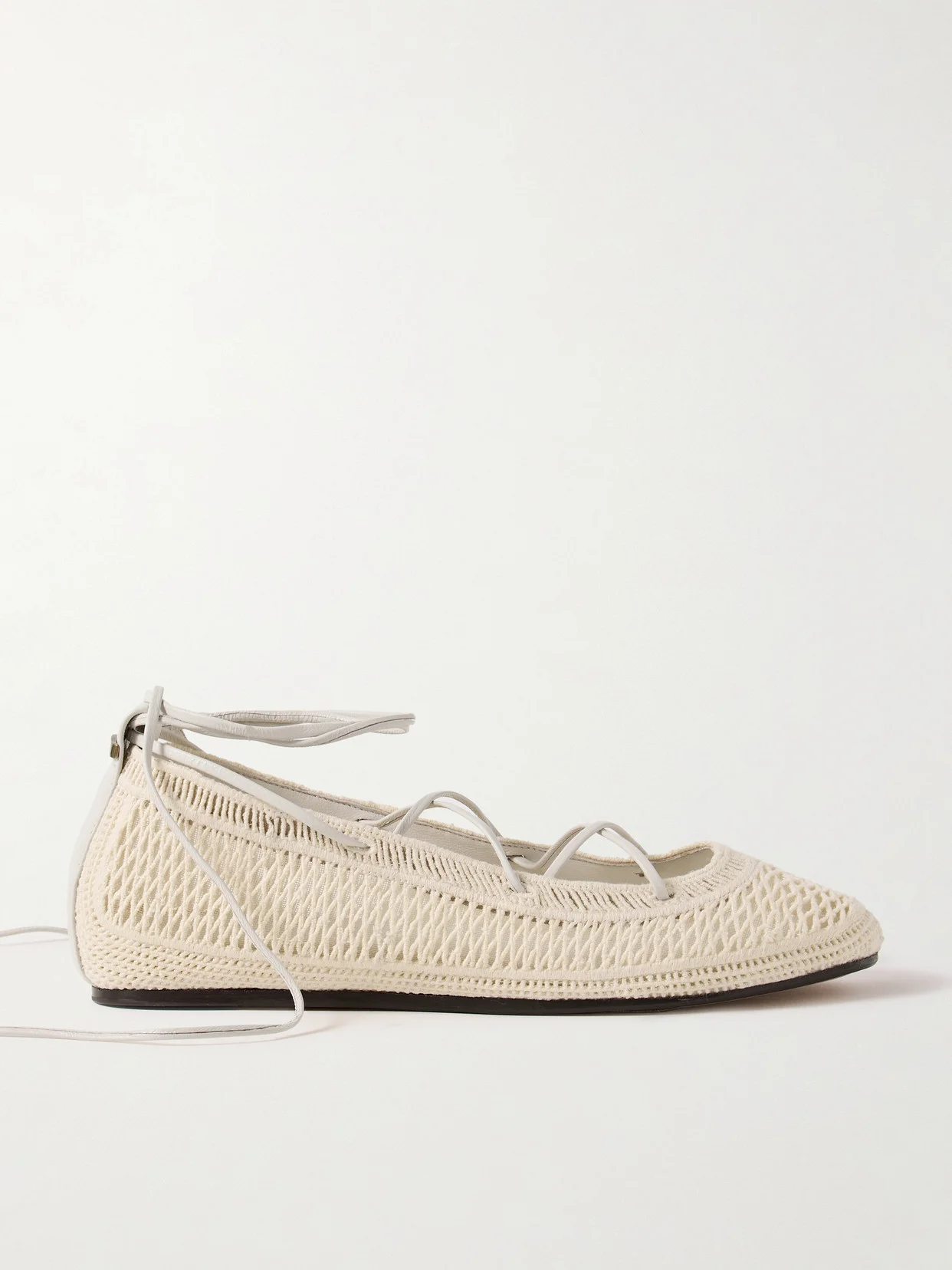 Belna Leather-trimmed Crocheted Ballet Flats - 1