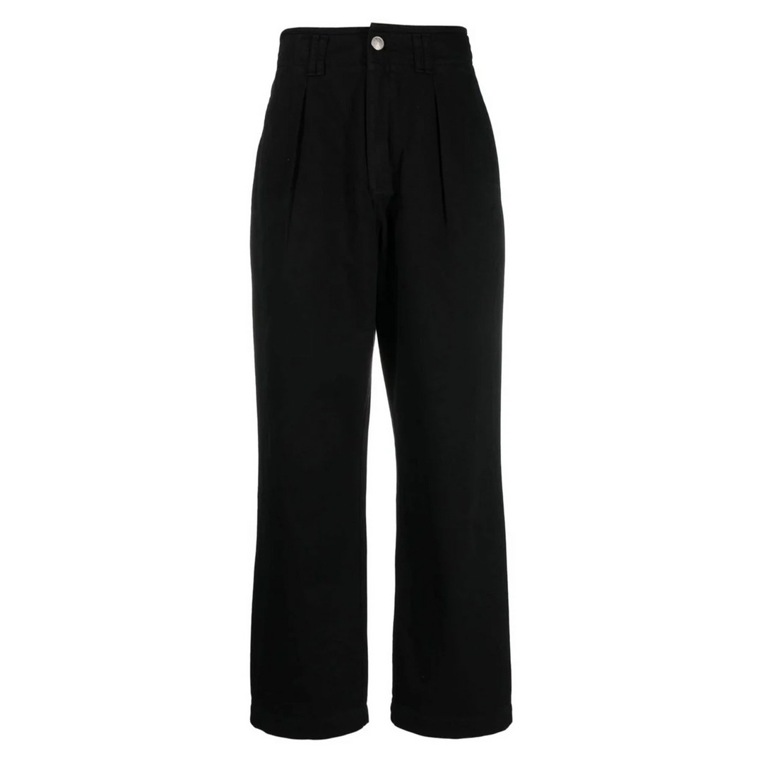 High-Rise Pleated Denim Trousers - 1