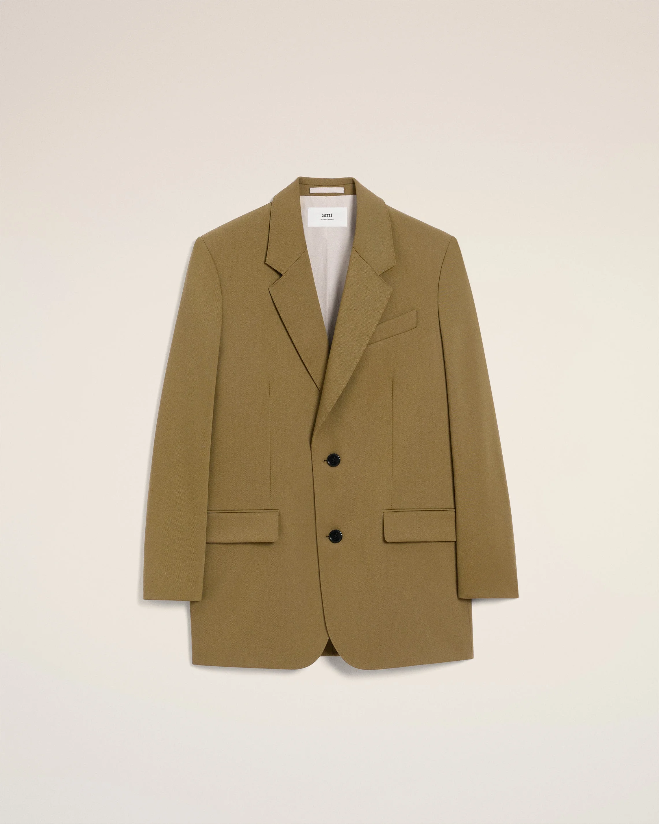 GREEN WOOL LOOSE DOUBLE BREASTED JACKET - 1