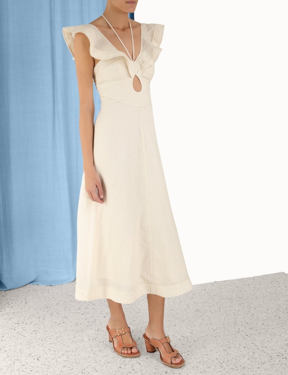 Zimmermann HALCYON FLUTTER MIDI DRESS - 7578DSS235CRM | REVERSIBLE