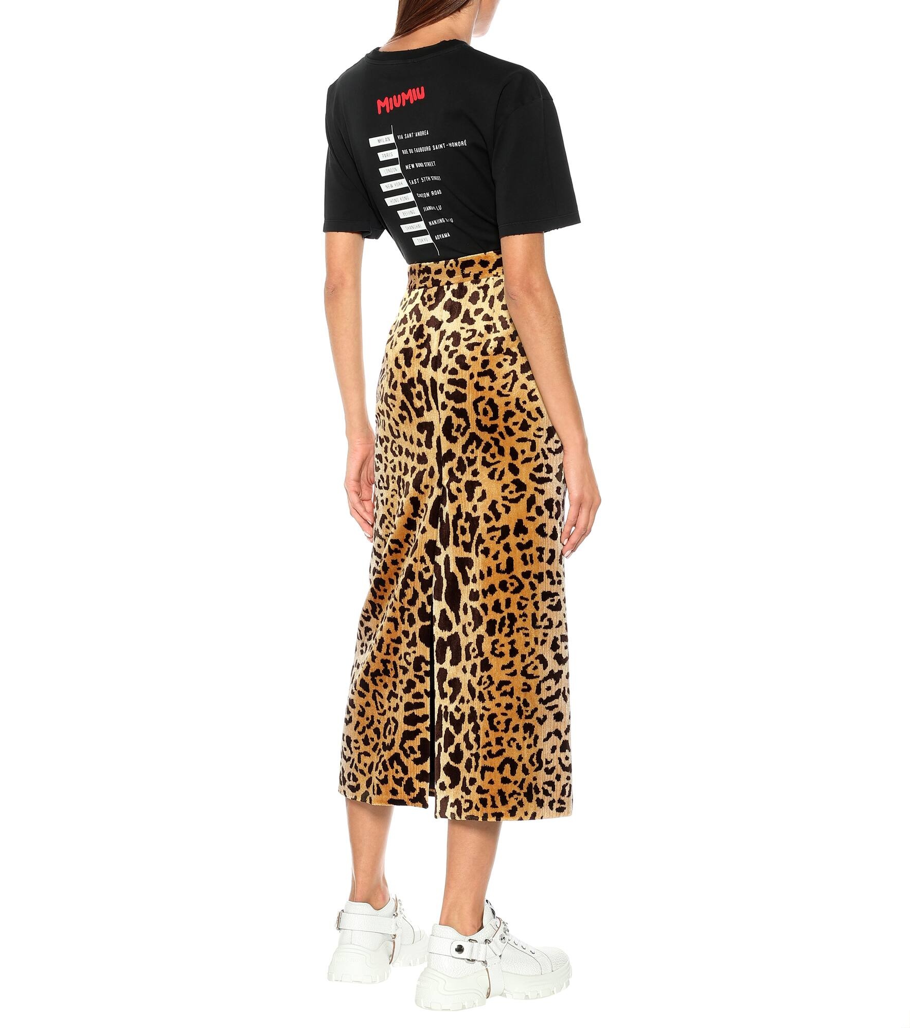 Leopard-print velvet midi skirt - 3