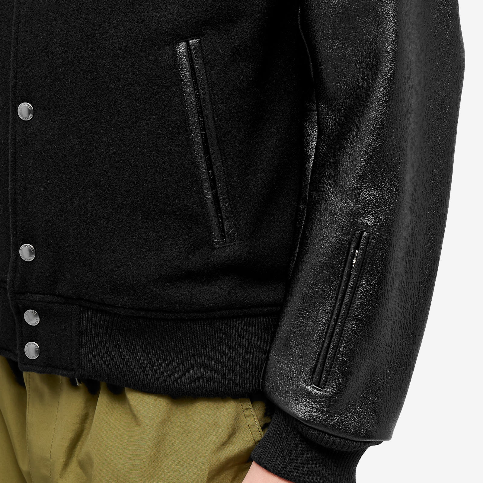 SOPHNET. Leather Sleeve Varsity Jacket - 5