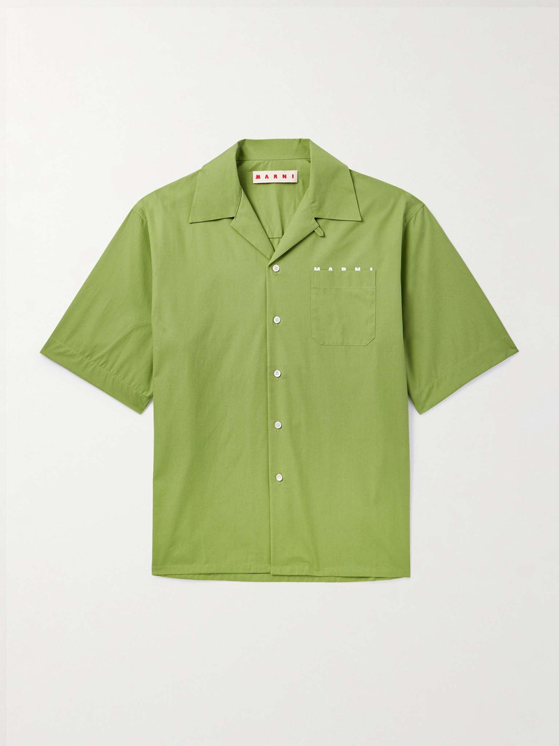 Convertible-Collar Logo-Print Cotton-Poplin Shirt 1