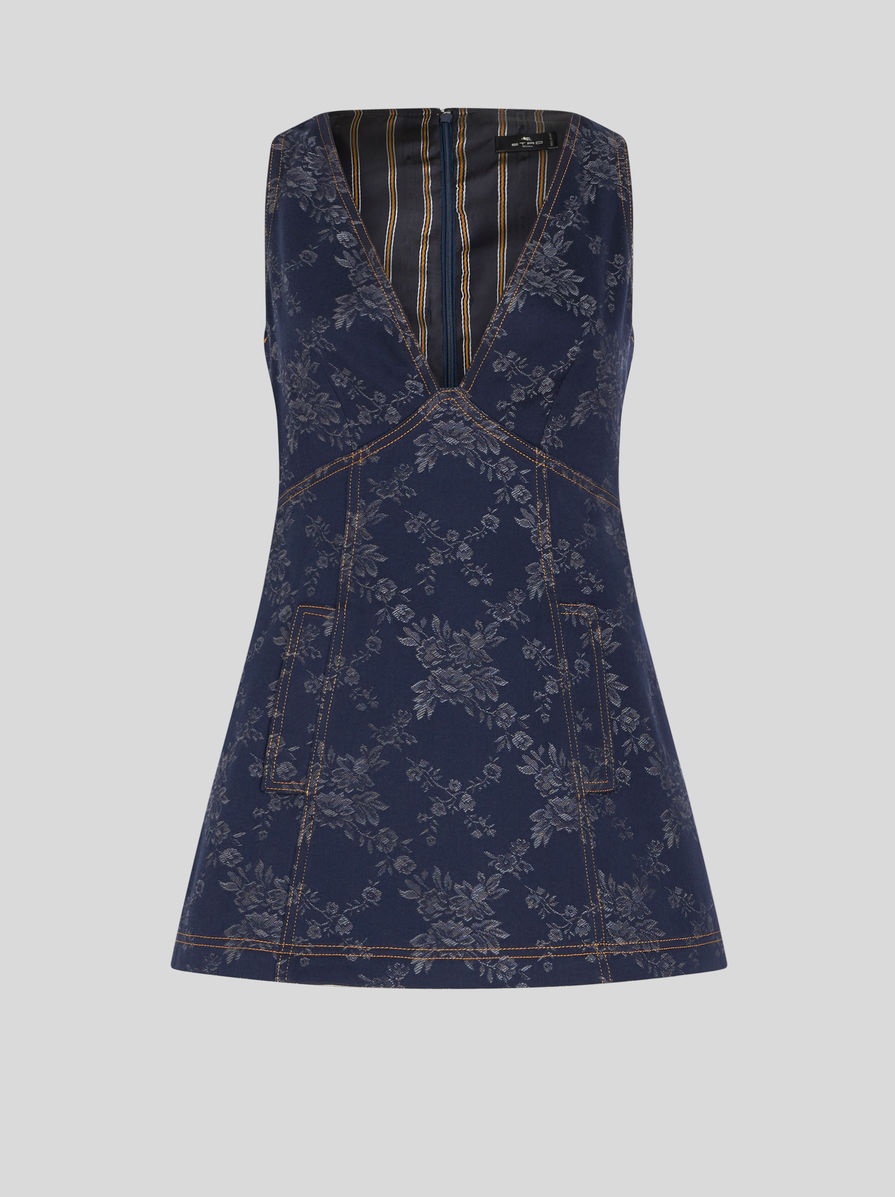 MINI DENIM JACQUARD DRESS - 1