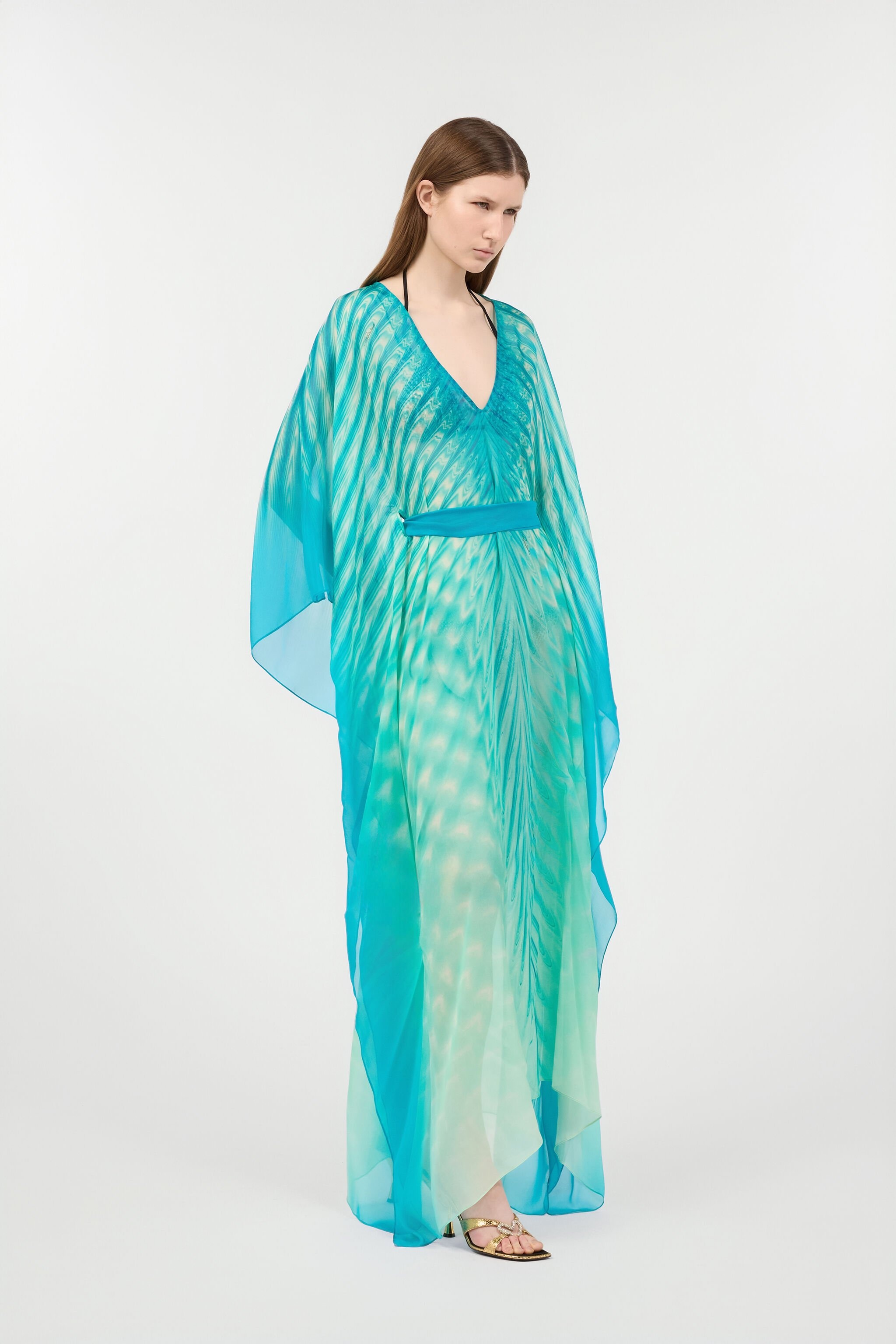 Long Caftan With Optical Glass Print - 3