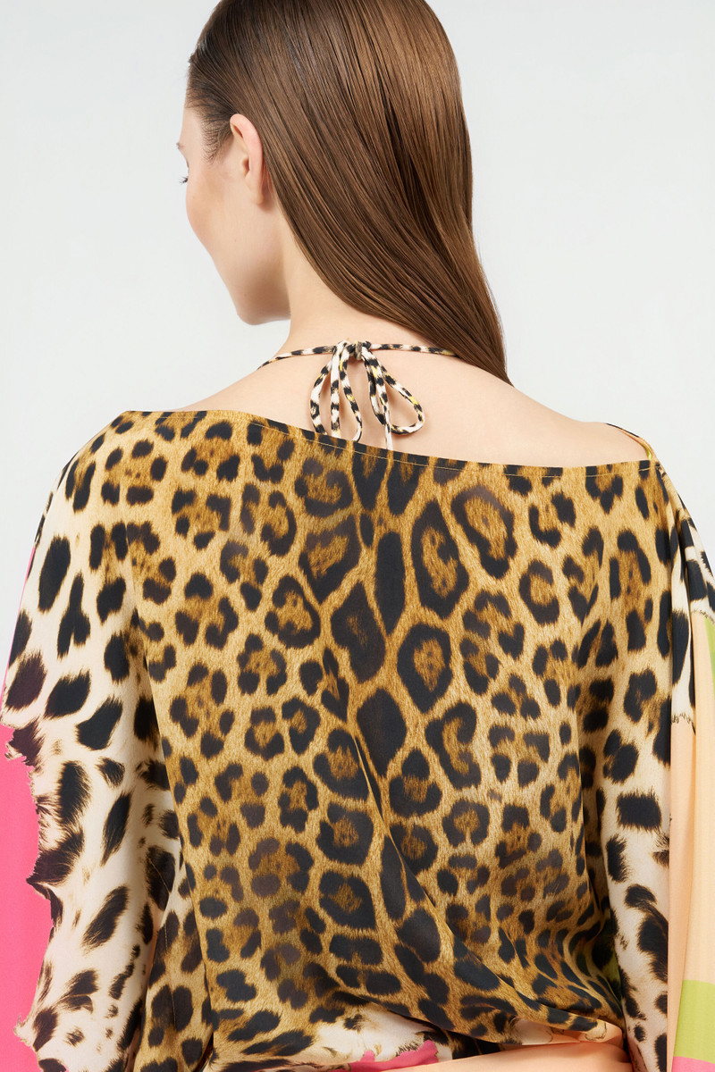 Silk kaftan with Cavalli Pop print 7