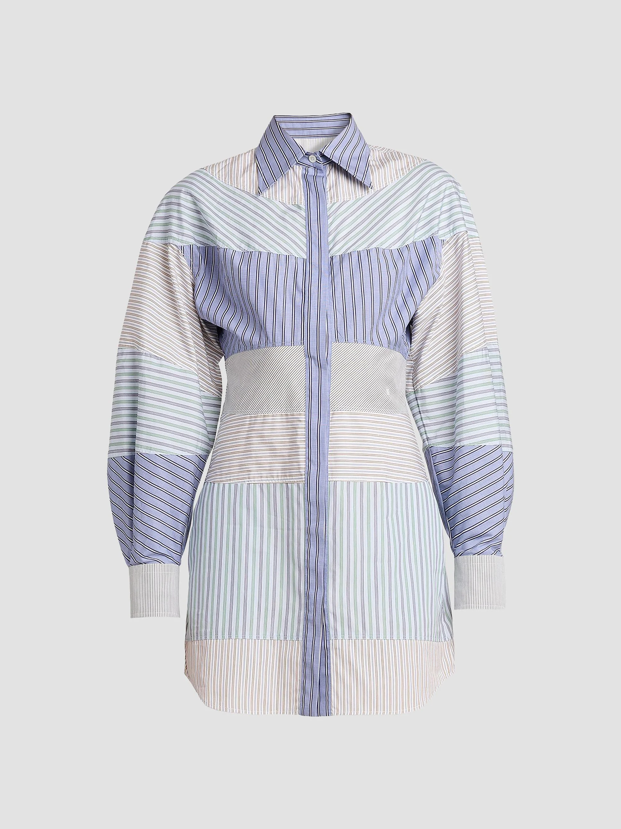 Women's Striped Cotton Poplin Shirtdress - 1