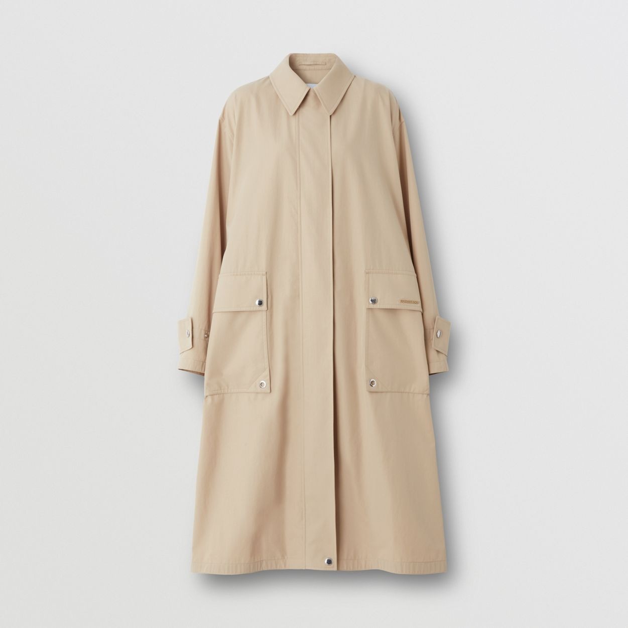 Panel Detail Tropical Gabardine Oversized Car Coat - 1