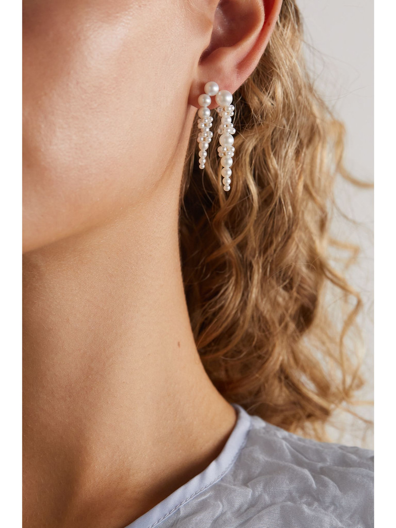 SOPHIE BILLE BRAHE Palais de Nuit 14-karat gold pearl single earring White outlook