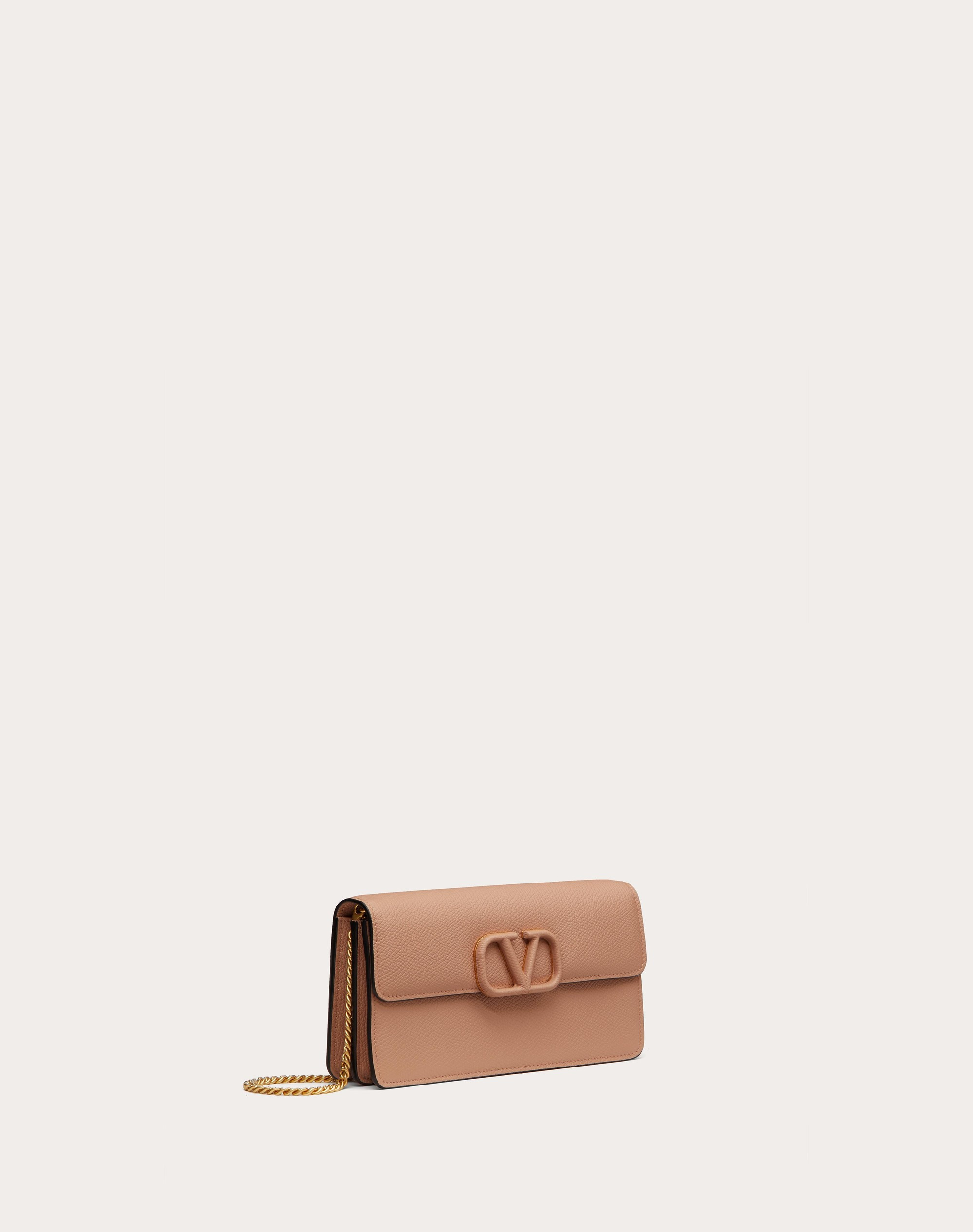 VLOGO SIGNATURE GRAINY CALFSKIN WALLET WITH CHAIN - 2