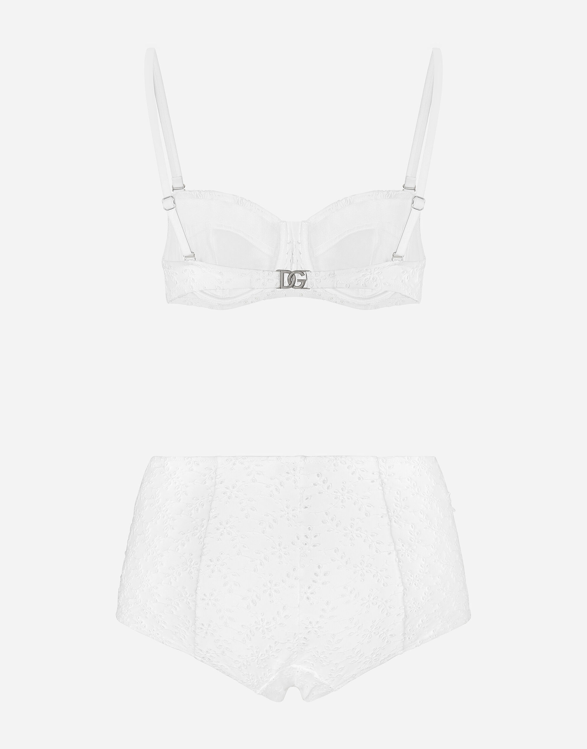 Broderie anglaise balconette bikini with high-waisted bikini bottoms - 2