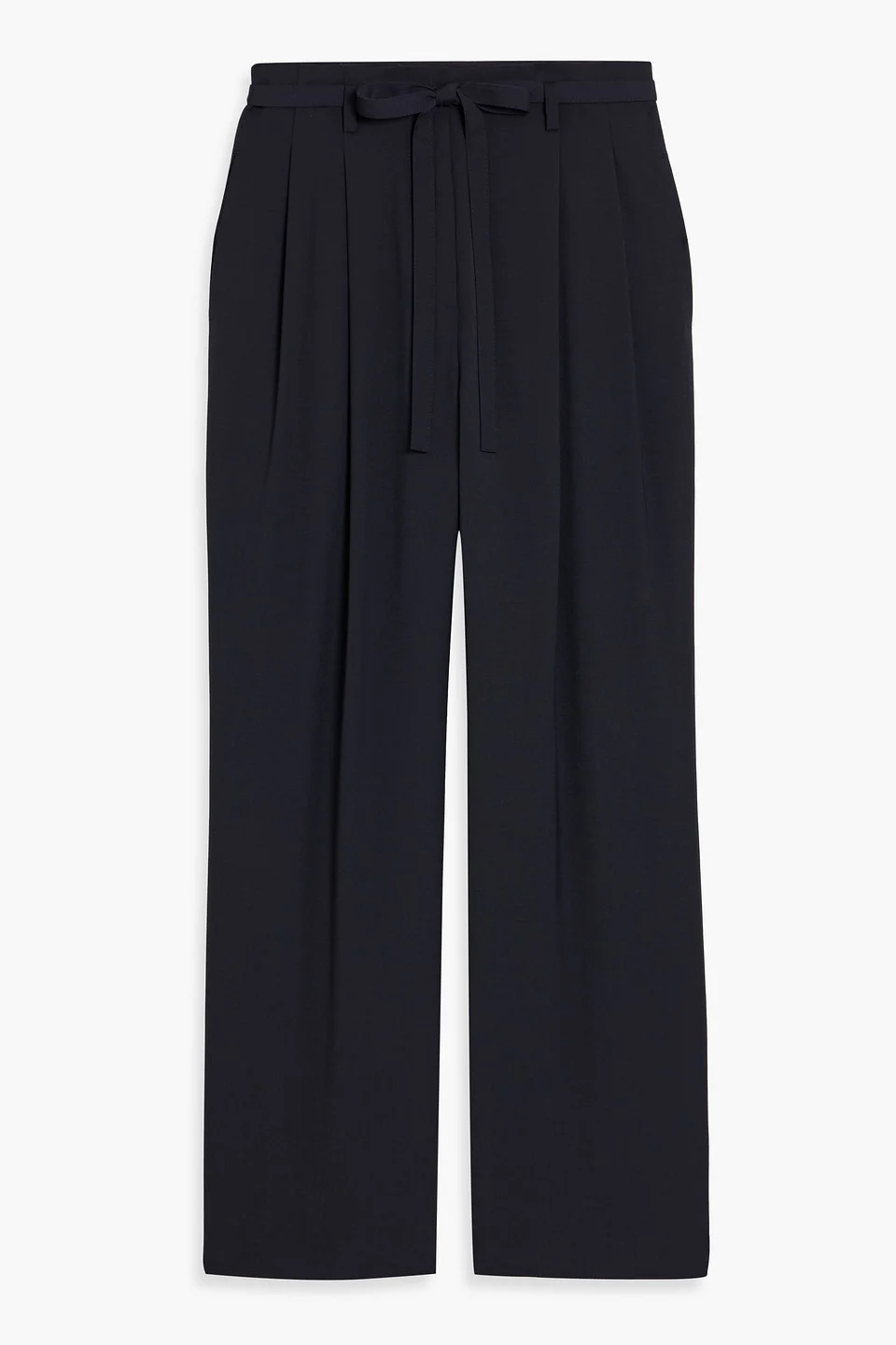 Belted crepe straight-leg pants - 1
