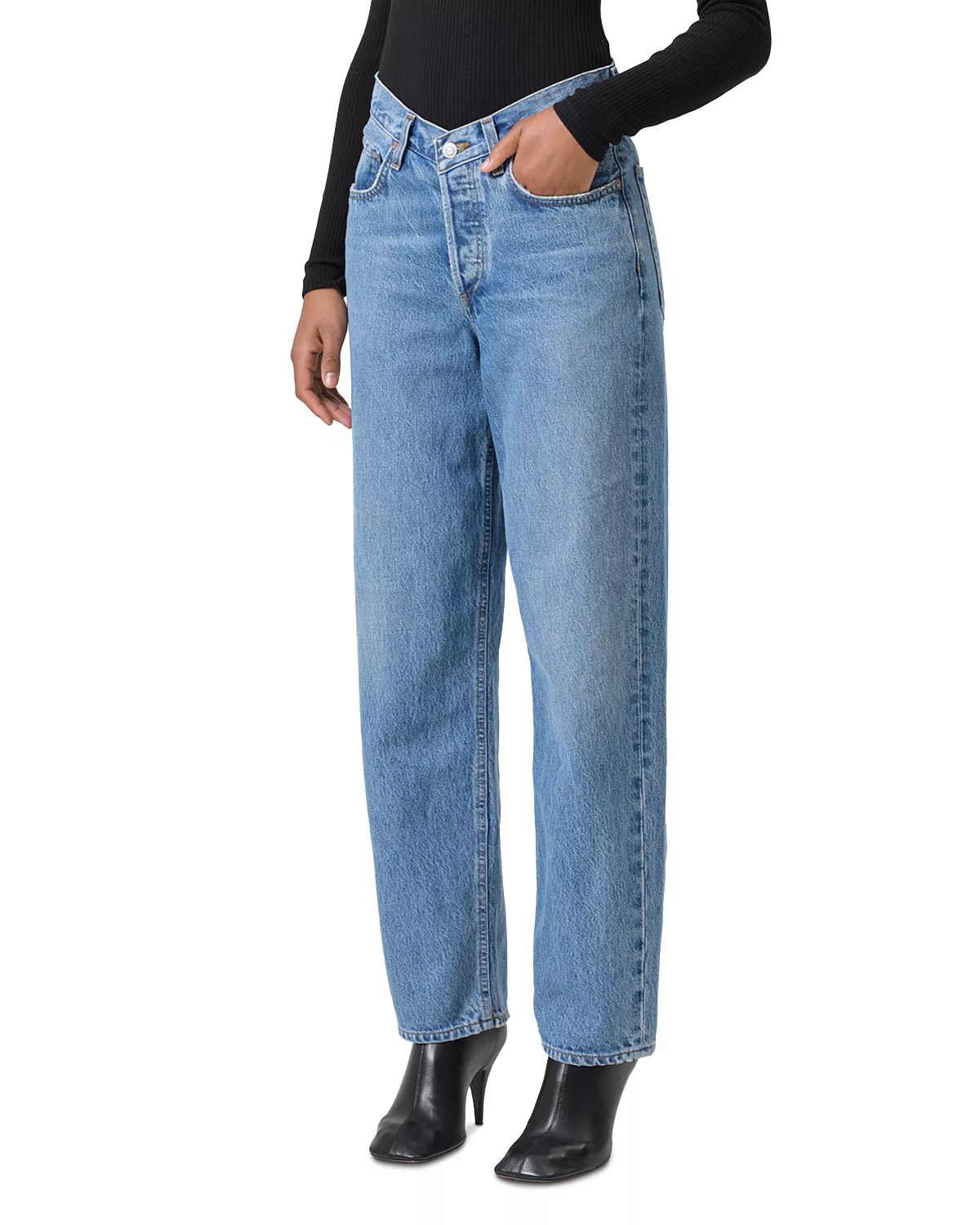 V-Waist High Rise Baggy Jeans in Fairway - 1