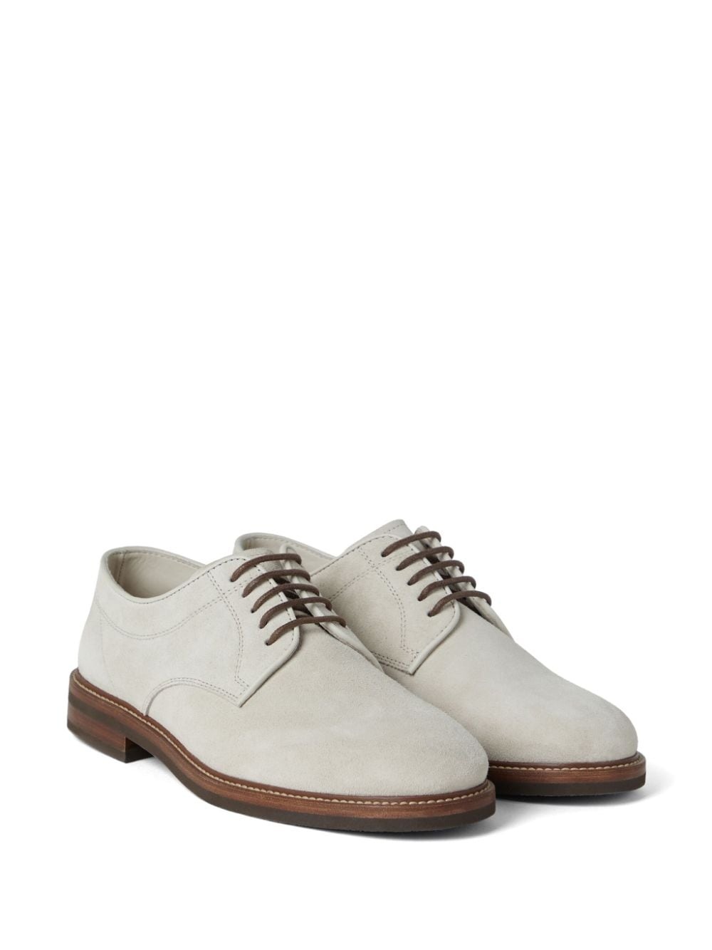 panelled suede derby shoes - 2