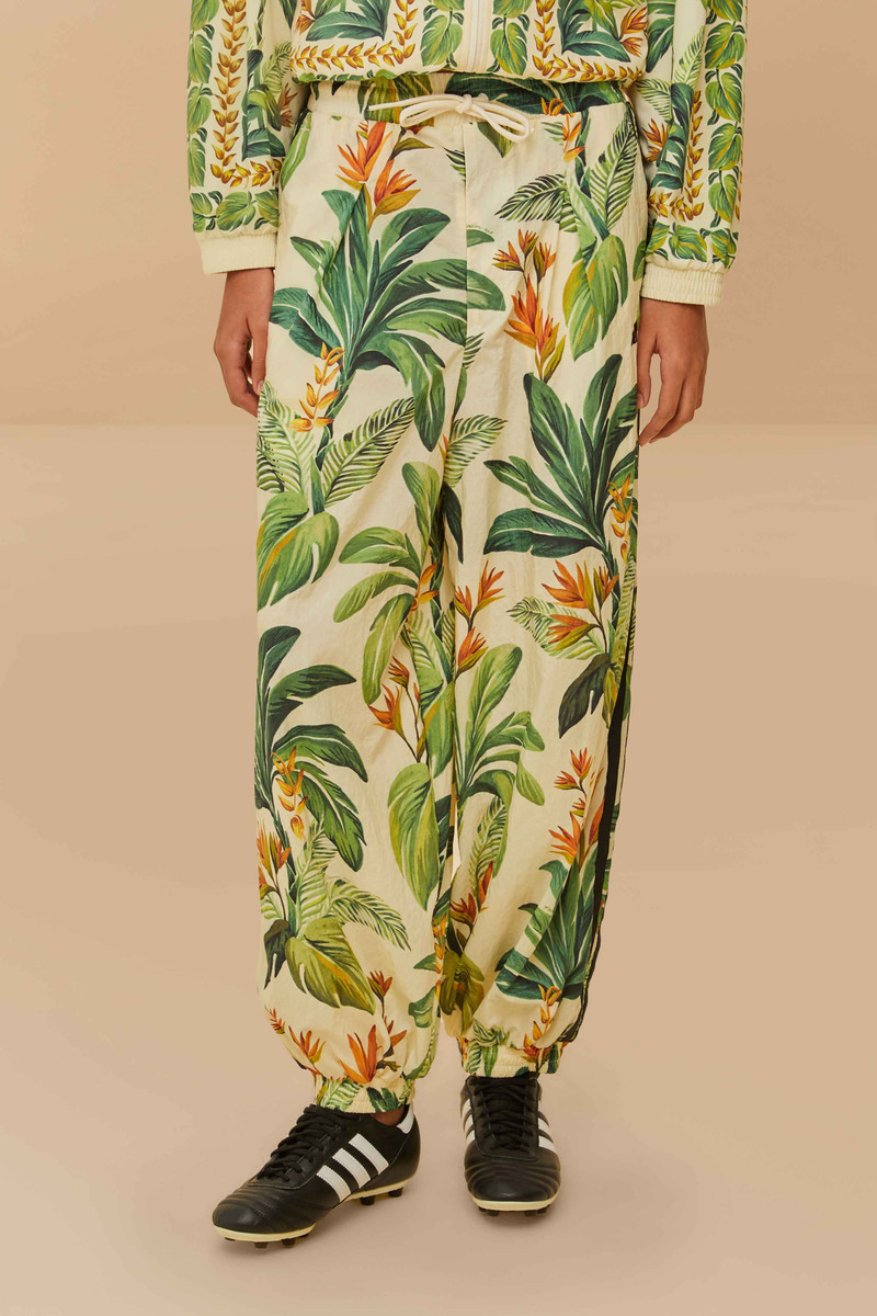 FARM RIO Adidas Tropical Breeze Cream White Pants outlook