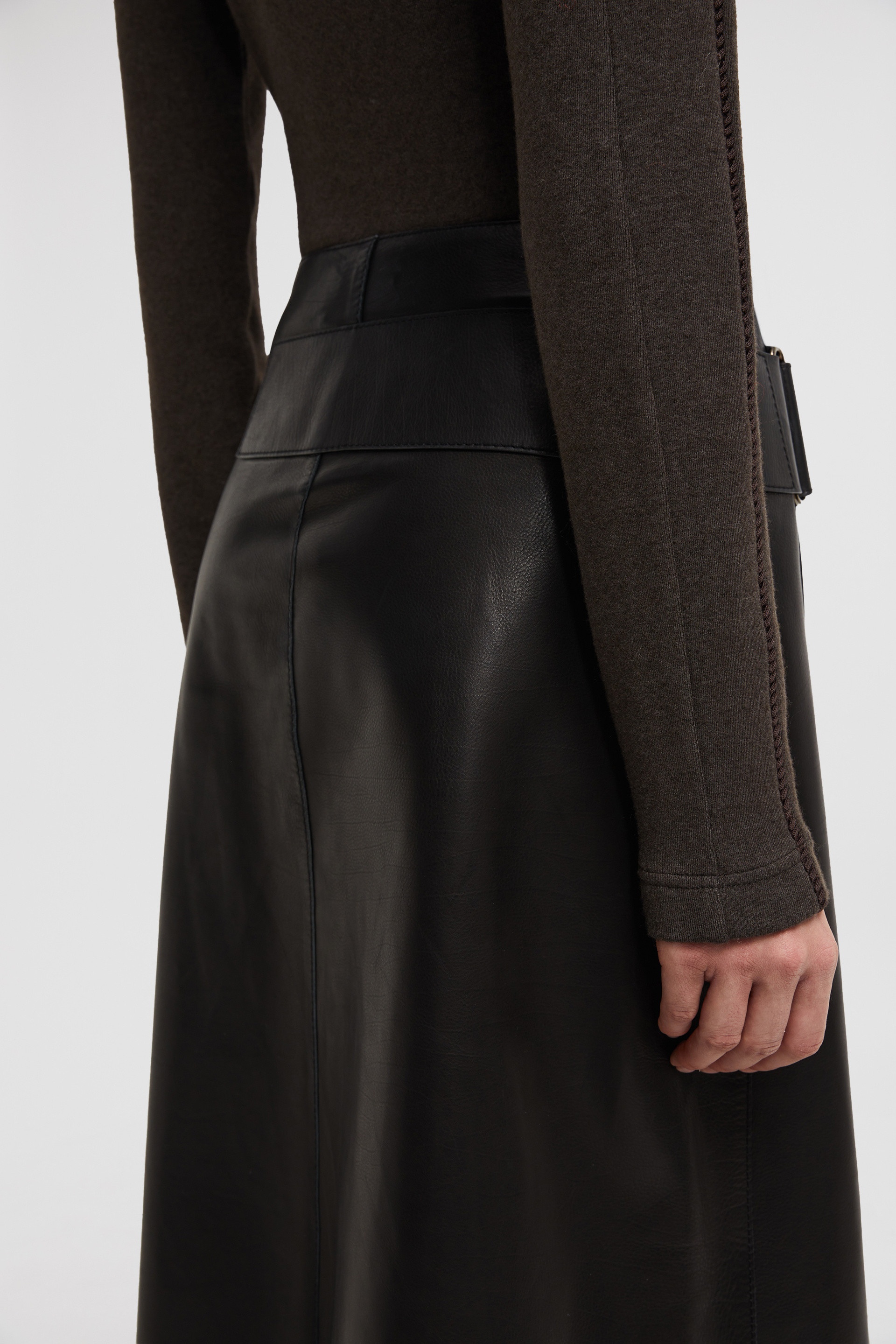 Leather Midi Skirt - 4