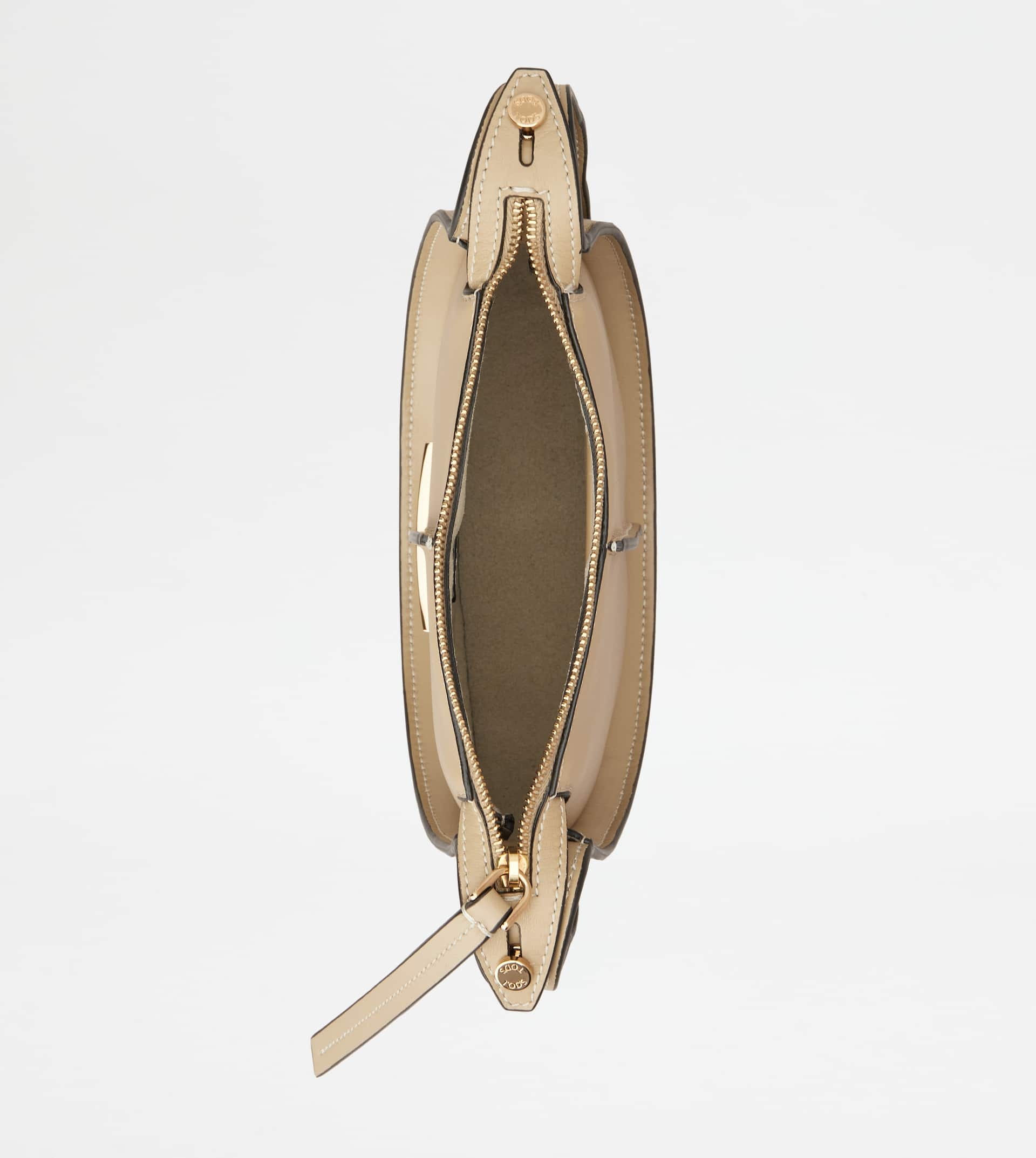 T TIMELESS HOBO BAG IN LEATHER MICRO - BEIGE - 4