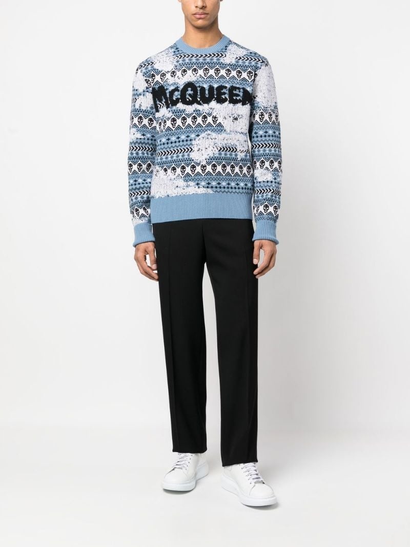 graffiti-logo Fair Isle knit jumper - 2