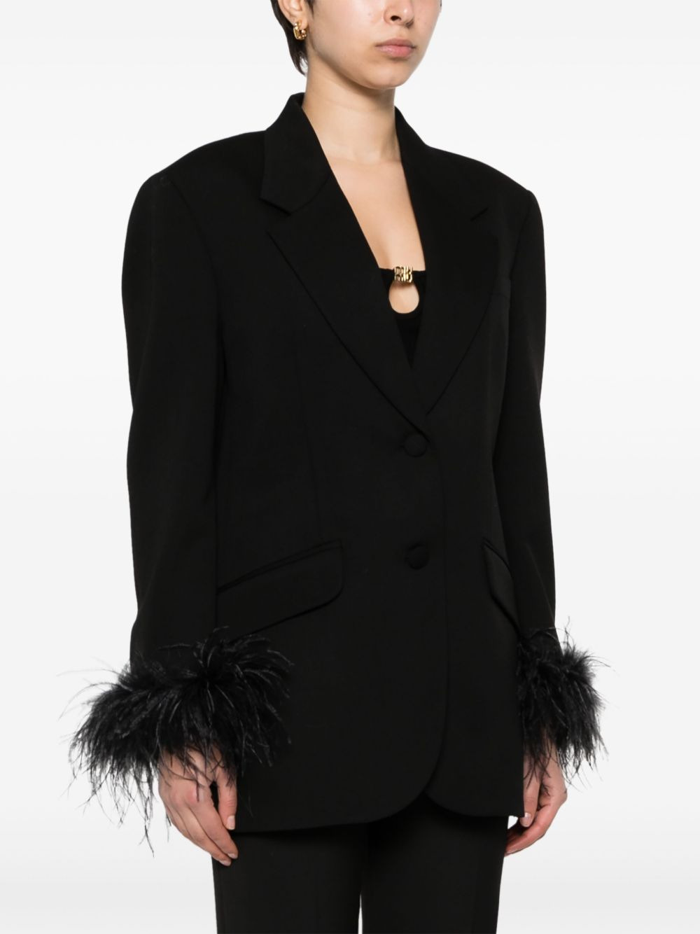 feather-trim blazer - 3