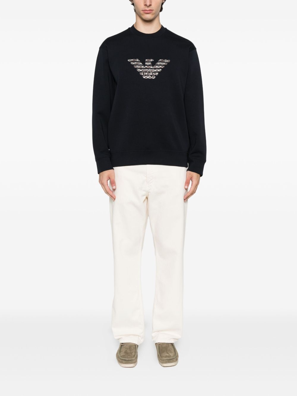 eagle-emblem embroidered sweatshirt - 2