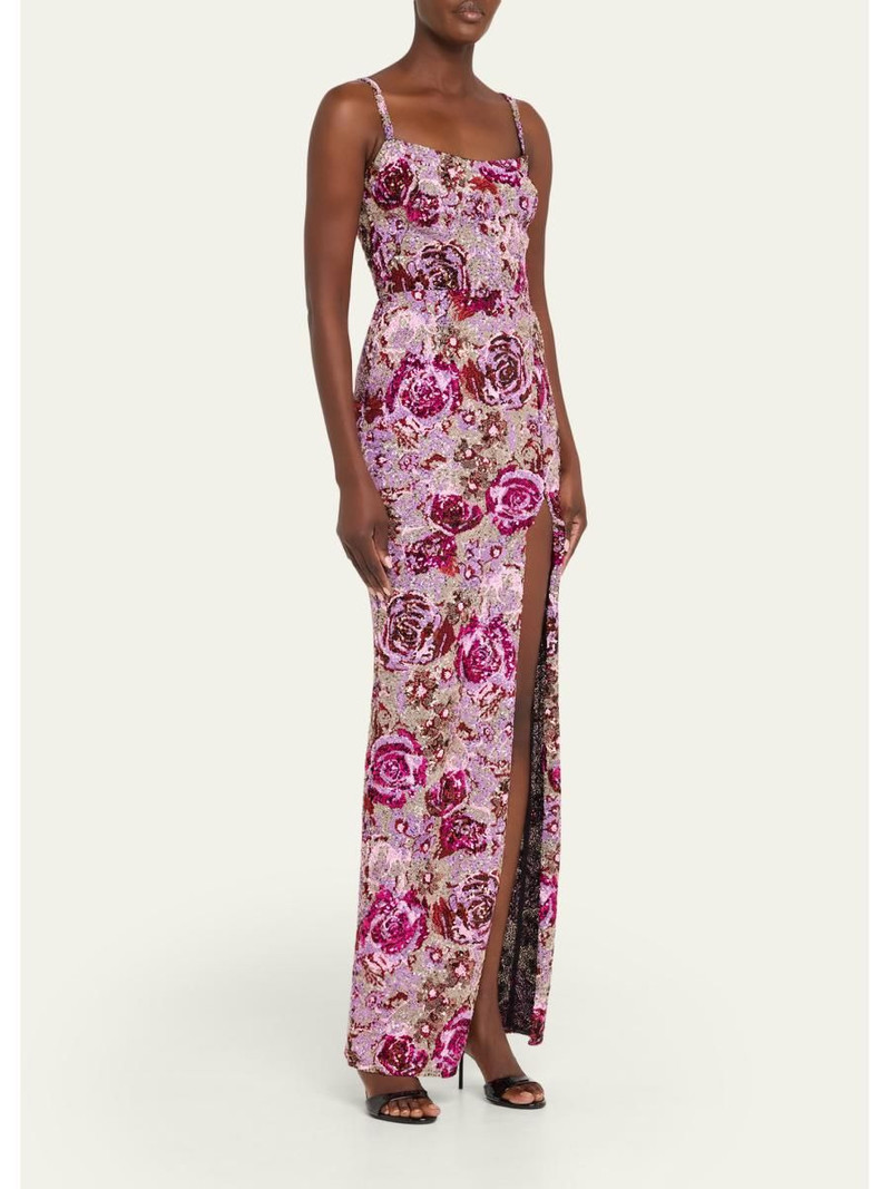 Allegra Floral Sequin Maxi Dress 4