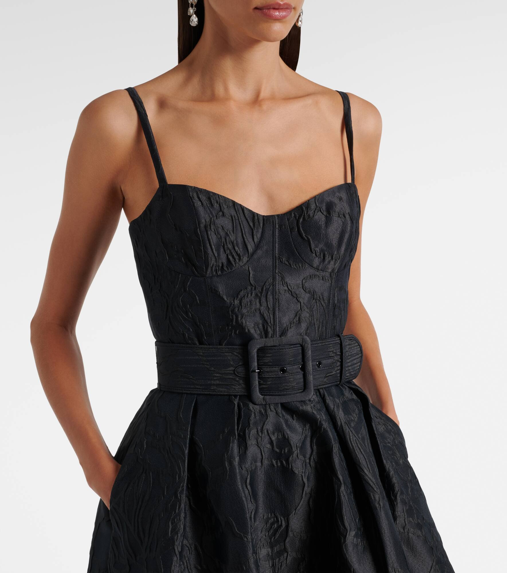 Petra belted jacquard bustier dress - 4