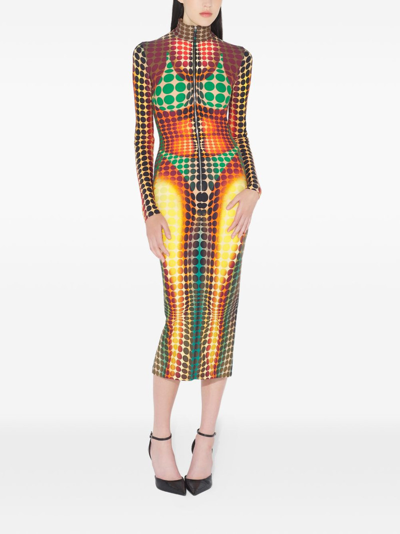 Jean Paul Gaultier high-neck zip-up midi dress outlook