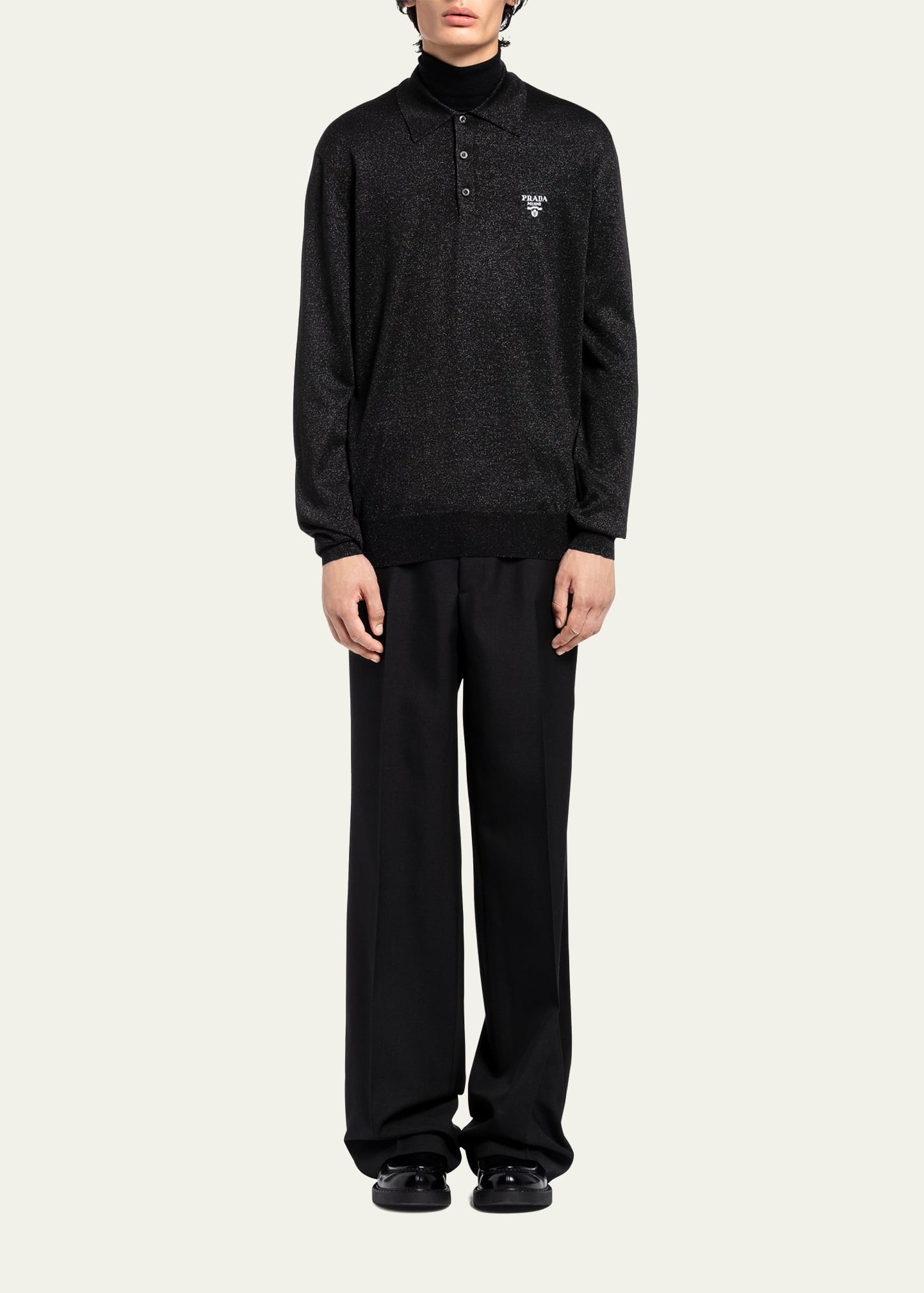 Men's Lurex Logo Polo Sweater - 2