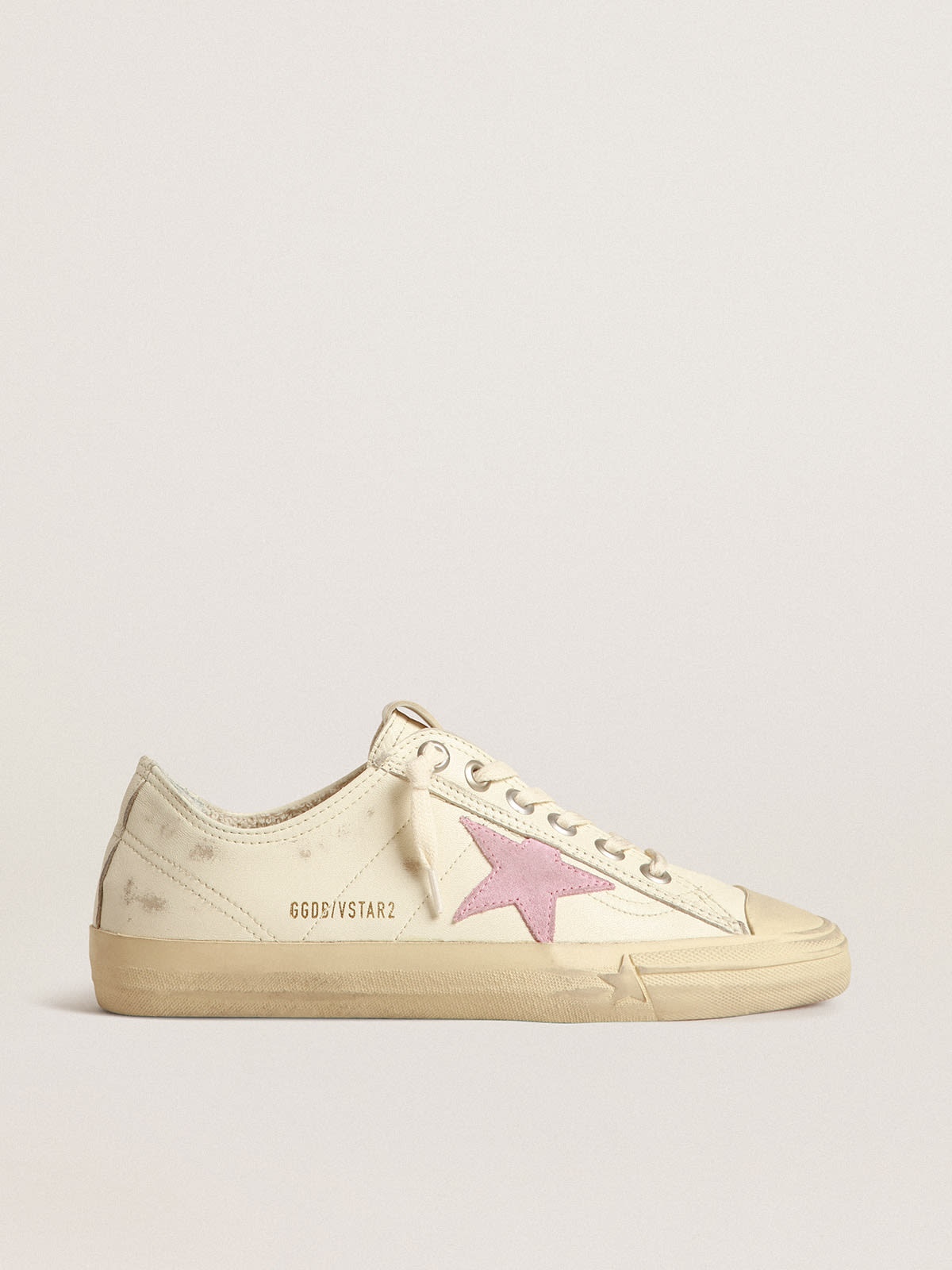 V-Star in beige nappa leather with old-rose suede star - 1
