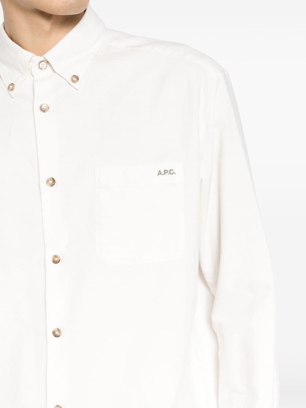 logo-embroidered organic cotton shirt - 5