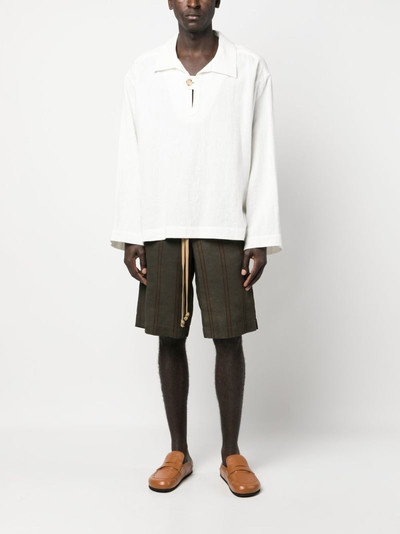 UMA WANG vertical stripe-print bermuda shorts outlook