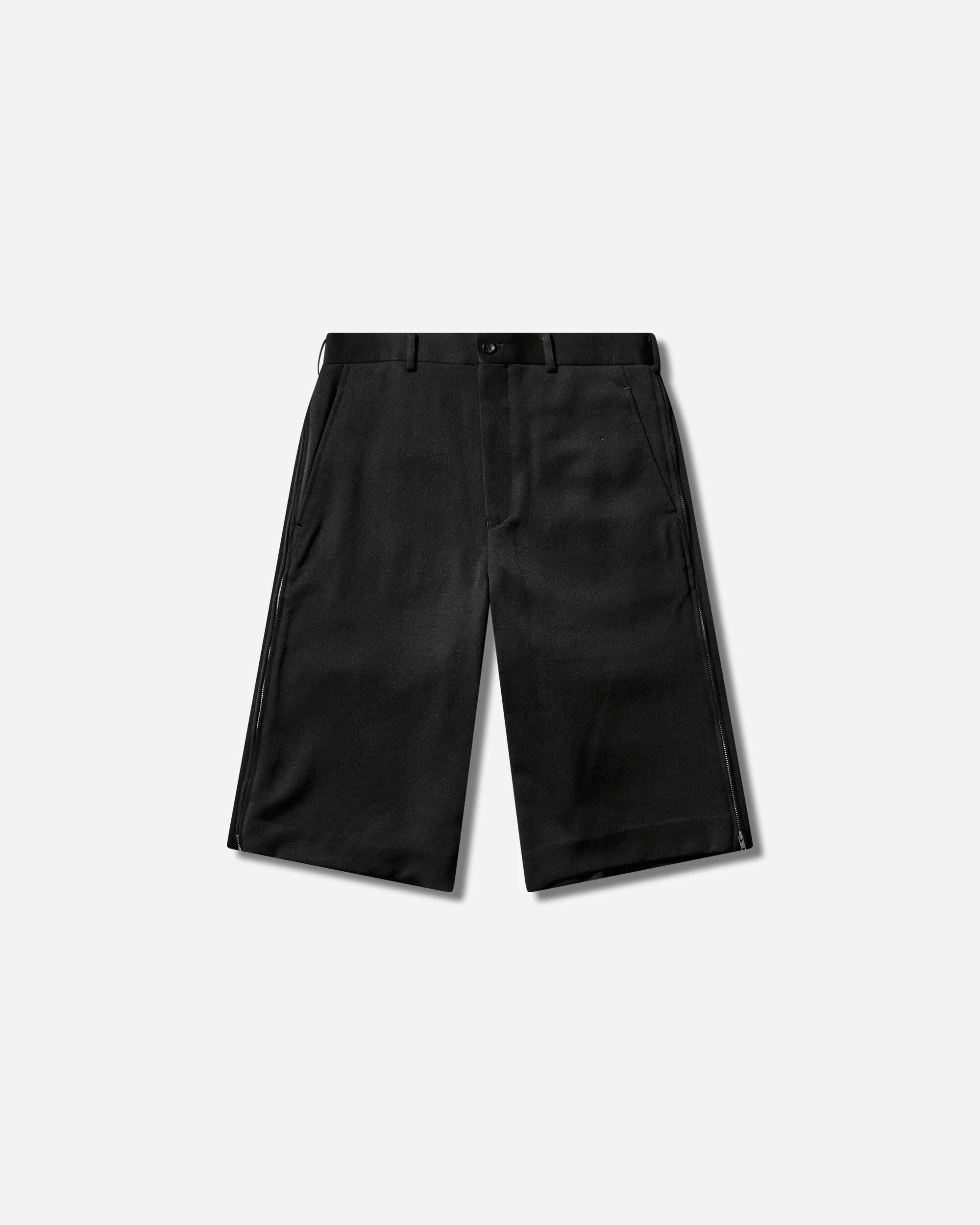 Men's Zipped Wool Shorts Black - 1