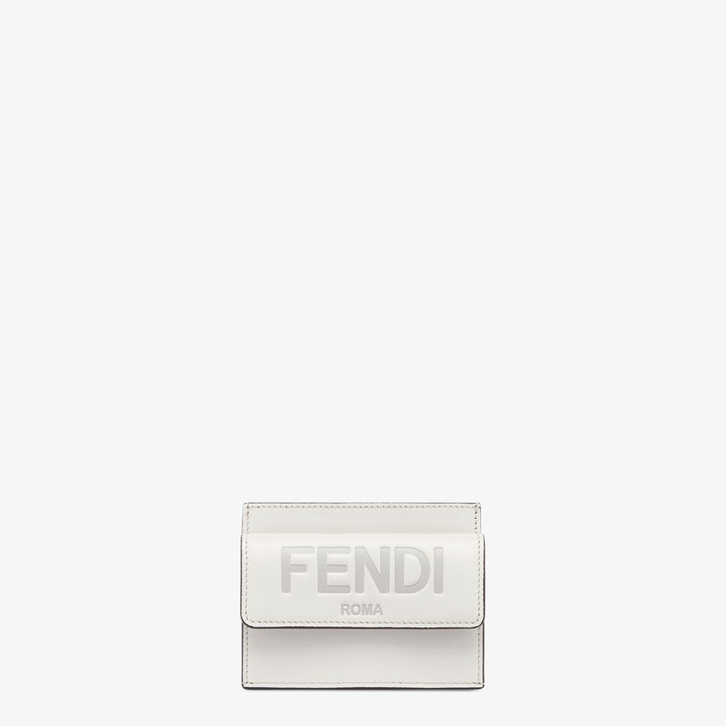 Fendi Roma card holder with three card slots and coin pocket with press-stud button. Made of light g 1
