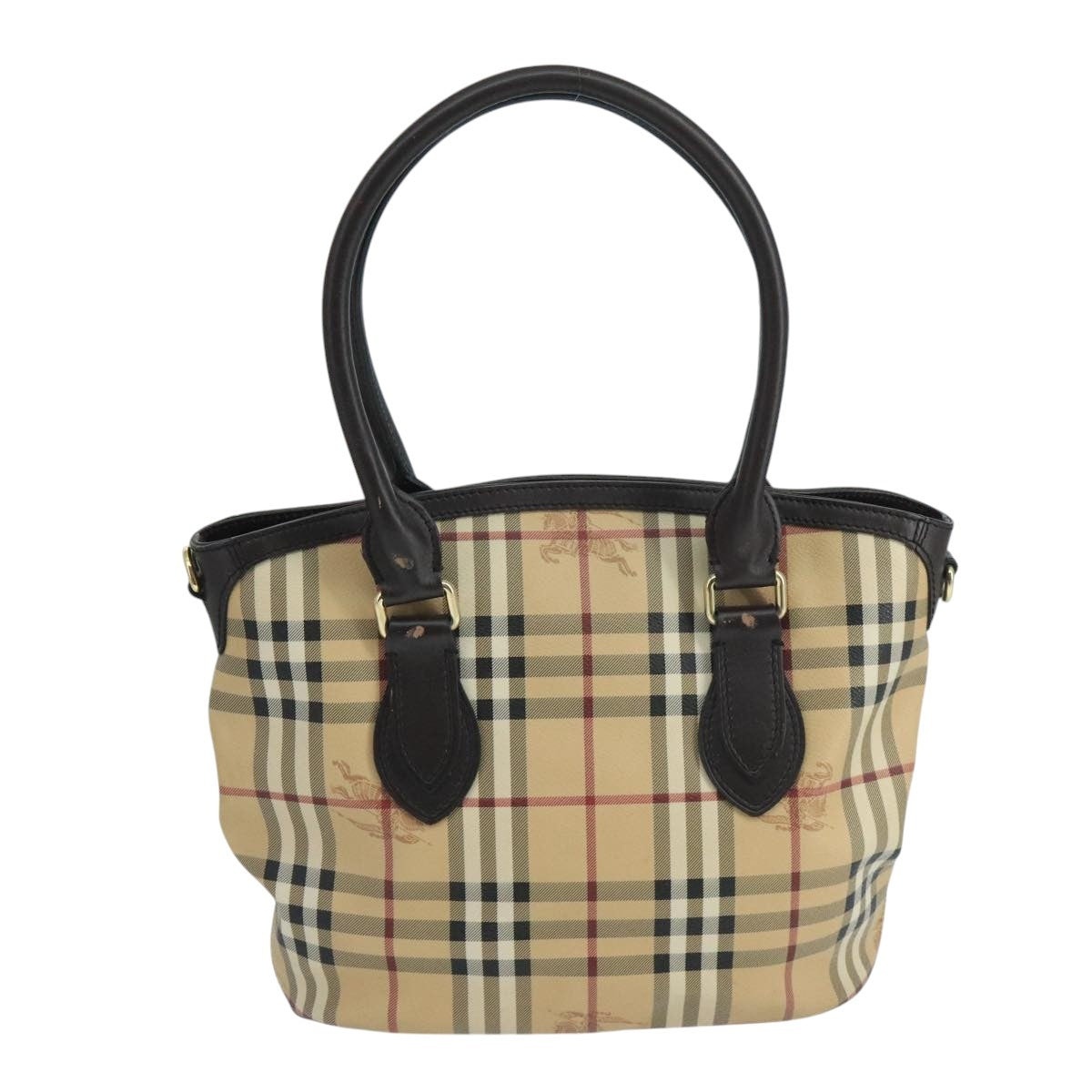Burberry Nova Check Hand Bag Pvc Leather Beige - 3