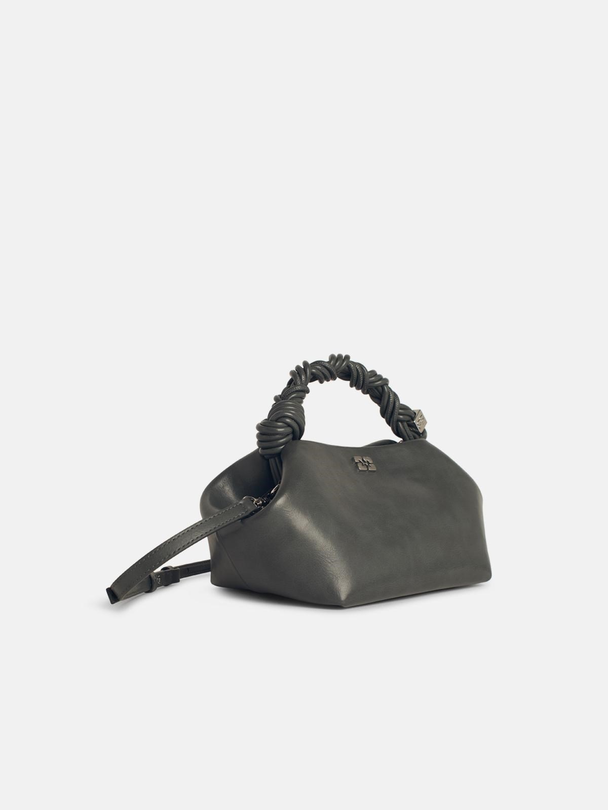'BOU' SMALL GREY LEATHER BLEND BAG - 2