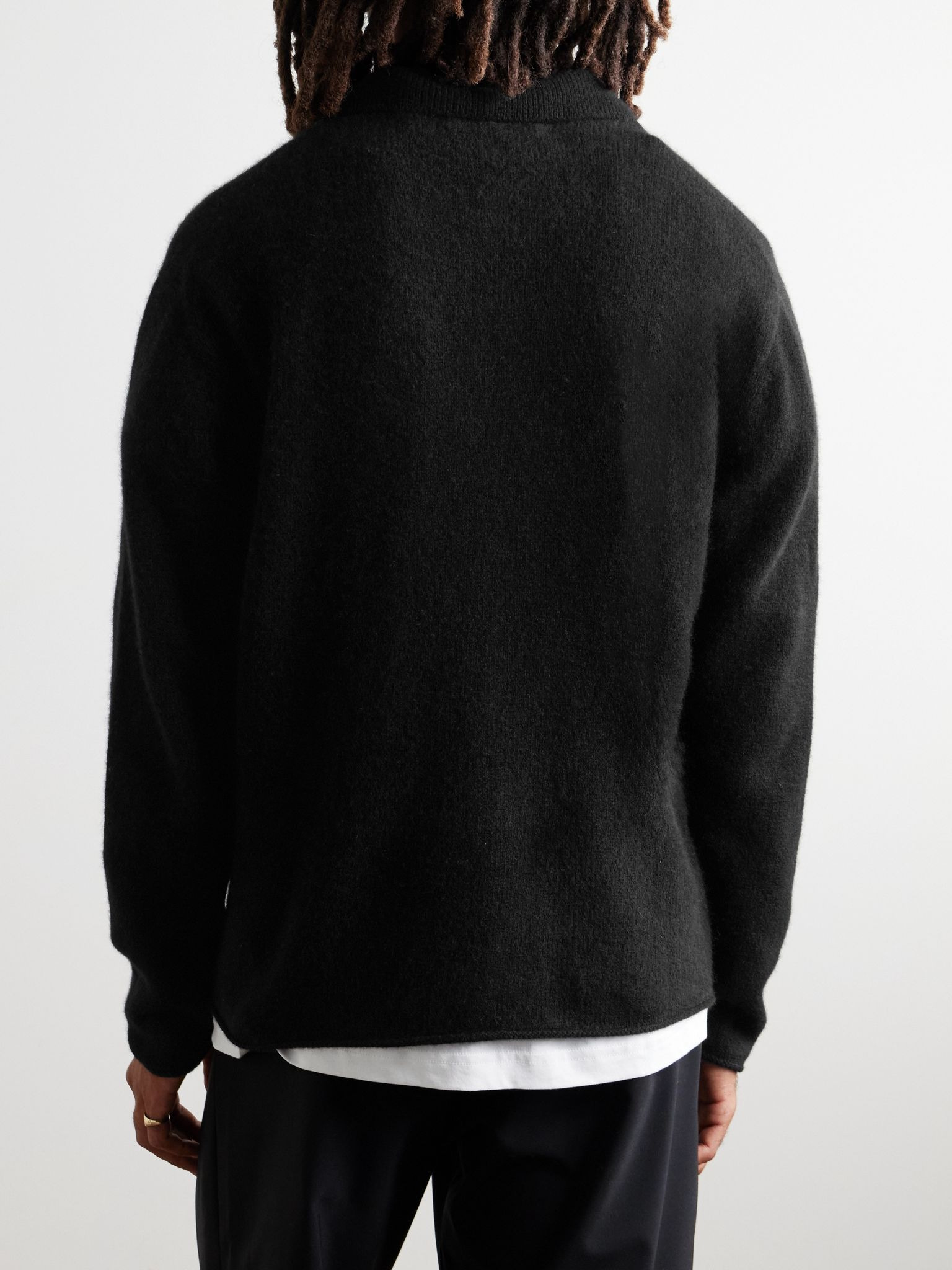 Brushed-Cashmere Polo Shirt Black - 3