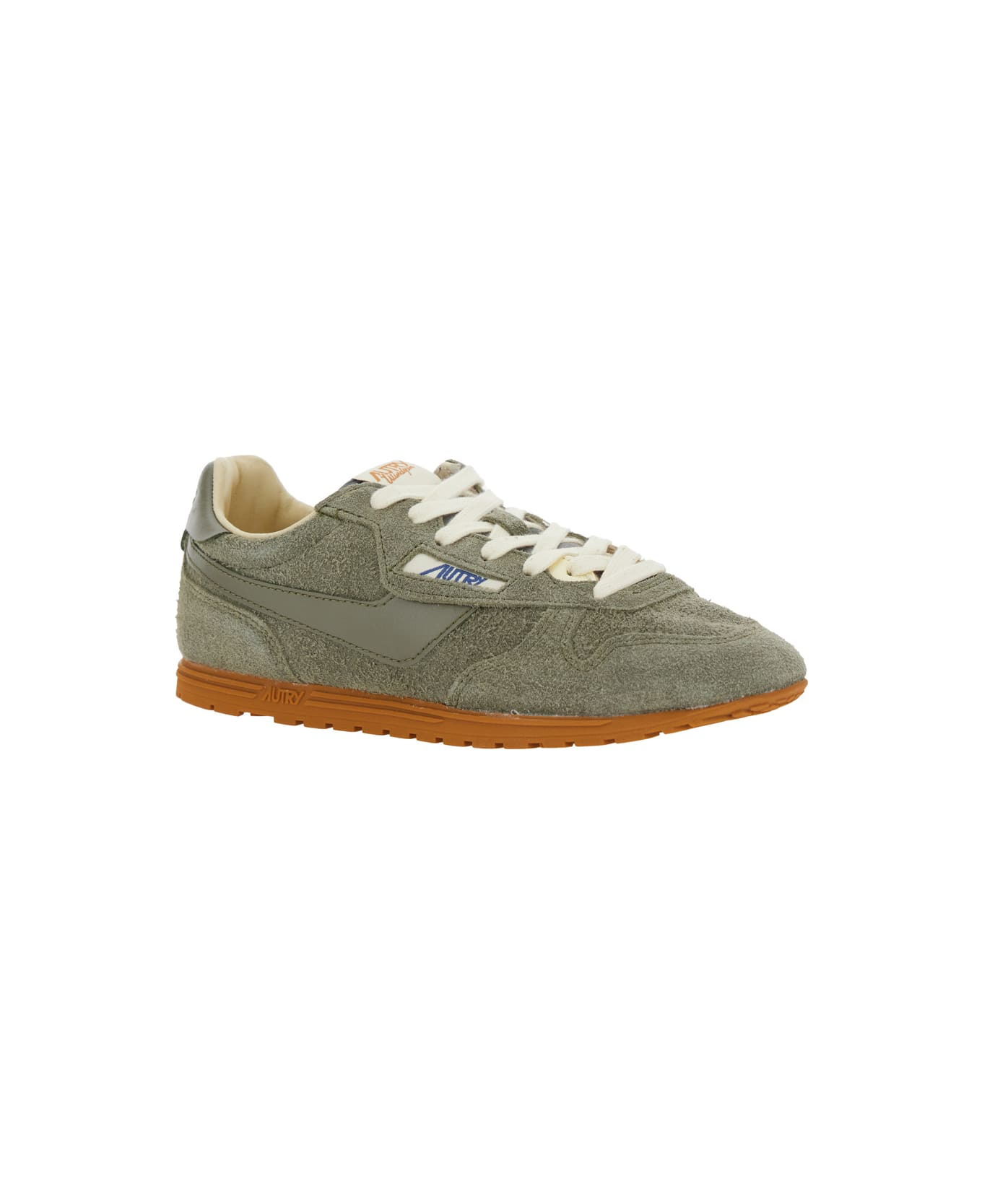 'windspin' Green Low Top Sneakers With Logo Patch On Tongue And Side In Suede Woman - 2