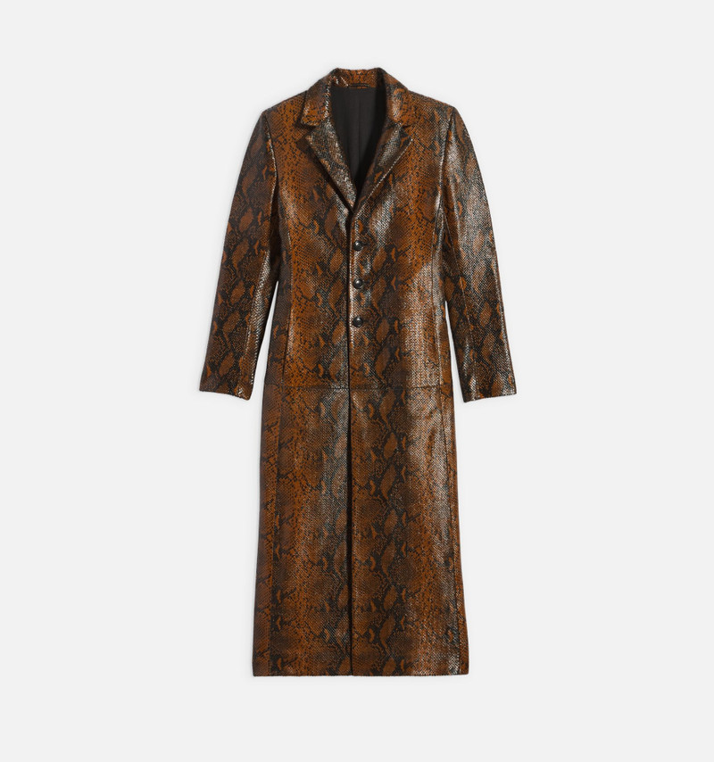 AMI Paris Long Leather Fitted Coat outlook