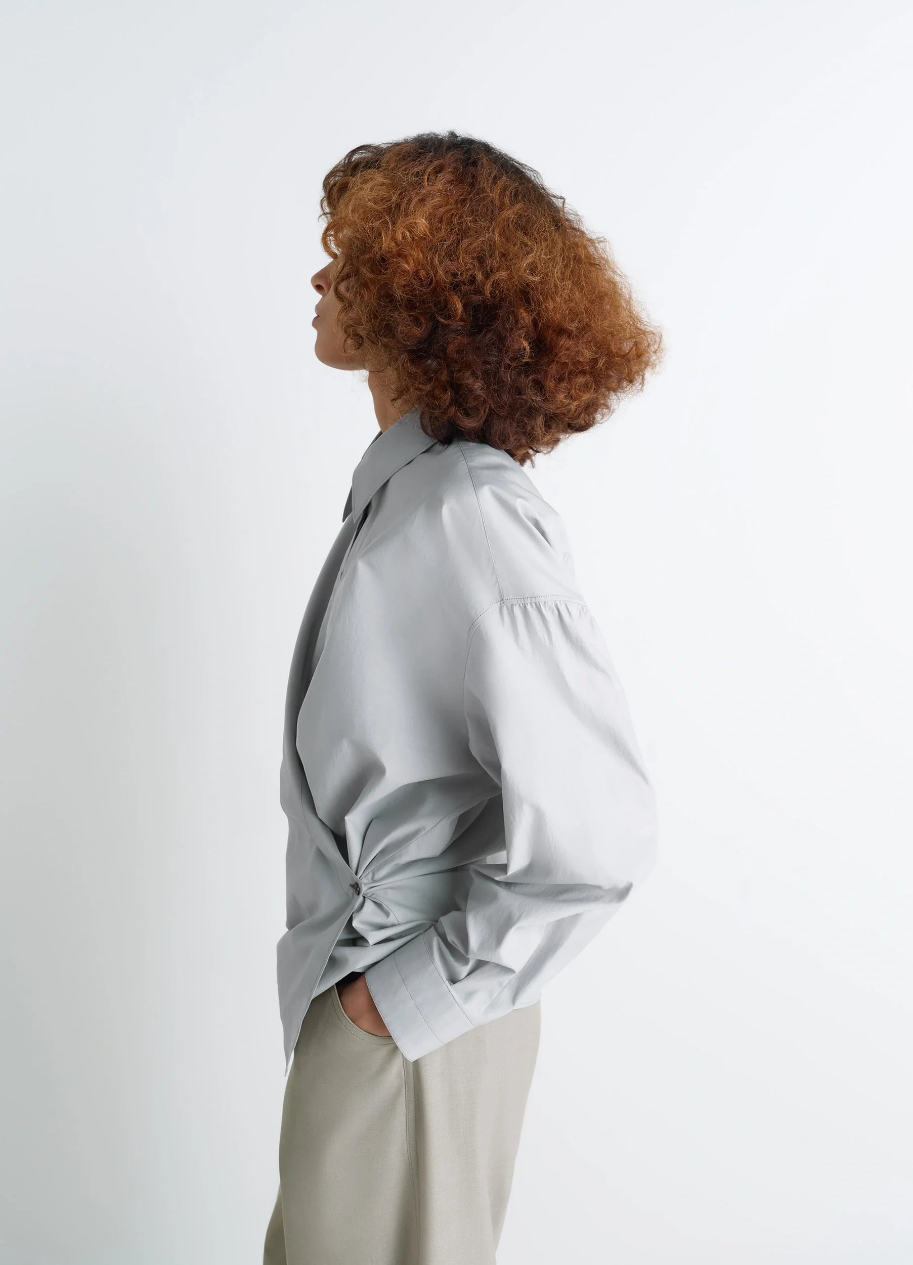 STRAIGHT COLLAR TWISTED SHIRT - 5